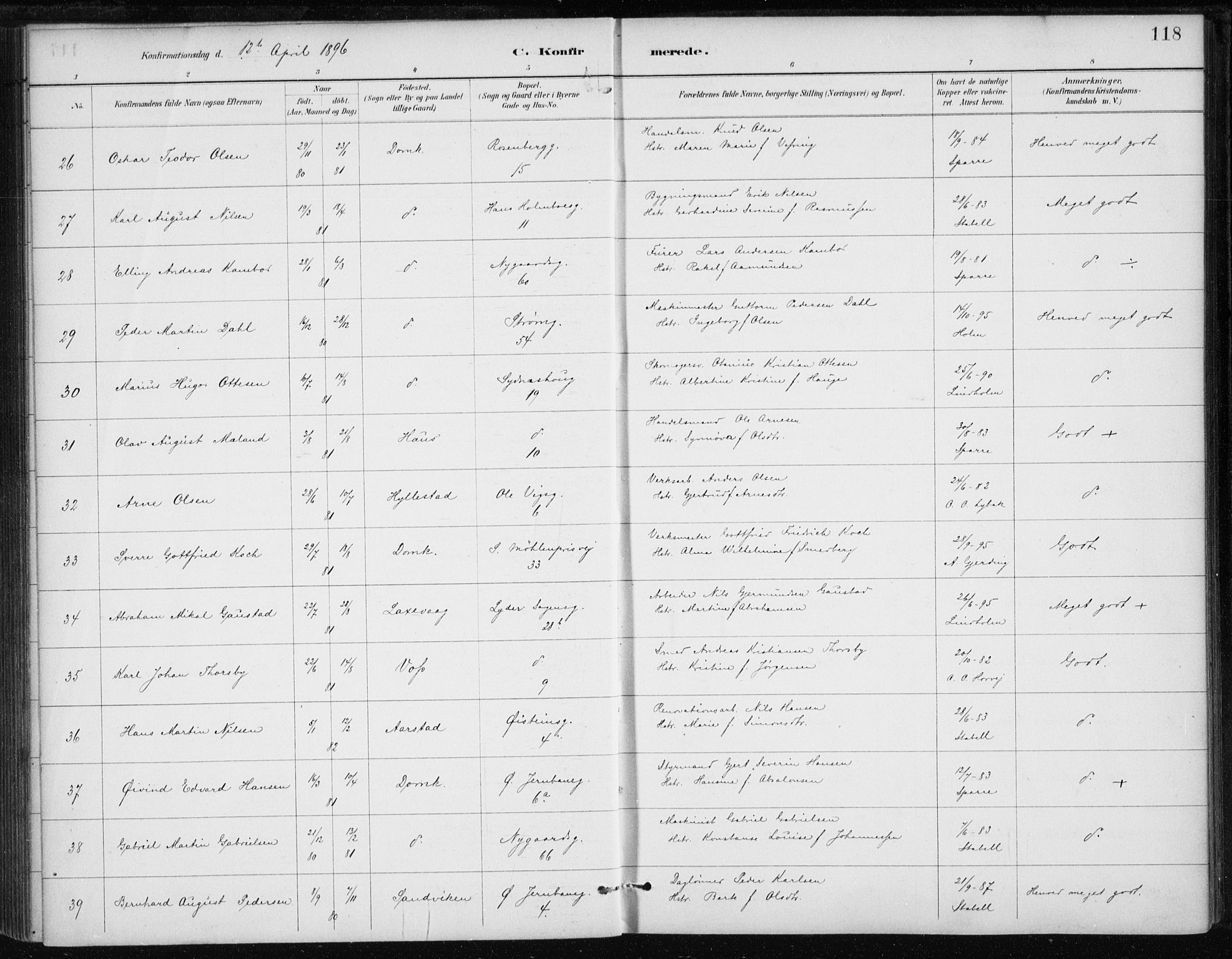 Johanneskirken sokneprestembete, AV/SAB-A-76001/H/Haa/L0008: Parish register (official) no. C 1, 1885-1907, p. 118