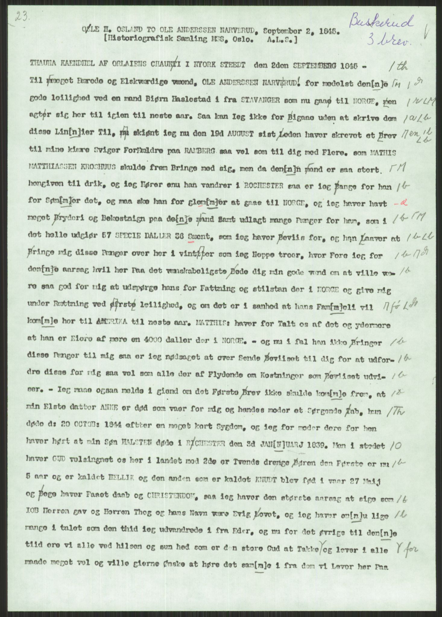 Samlinger til kildeutgivelse, Amerikabrevene, AV/RA-EA-4057/F/L0021: Innlån fra Buskerud: Michalsen - Ål bygdearkiv, 1838-1914, p. 159