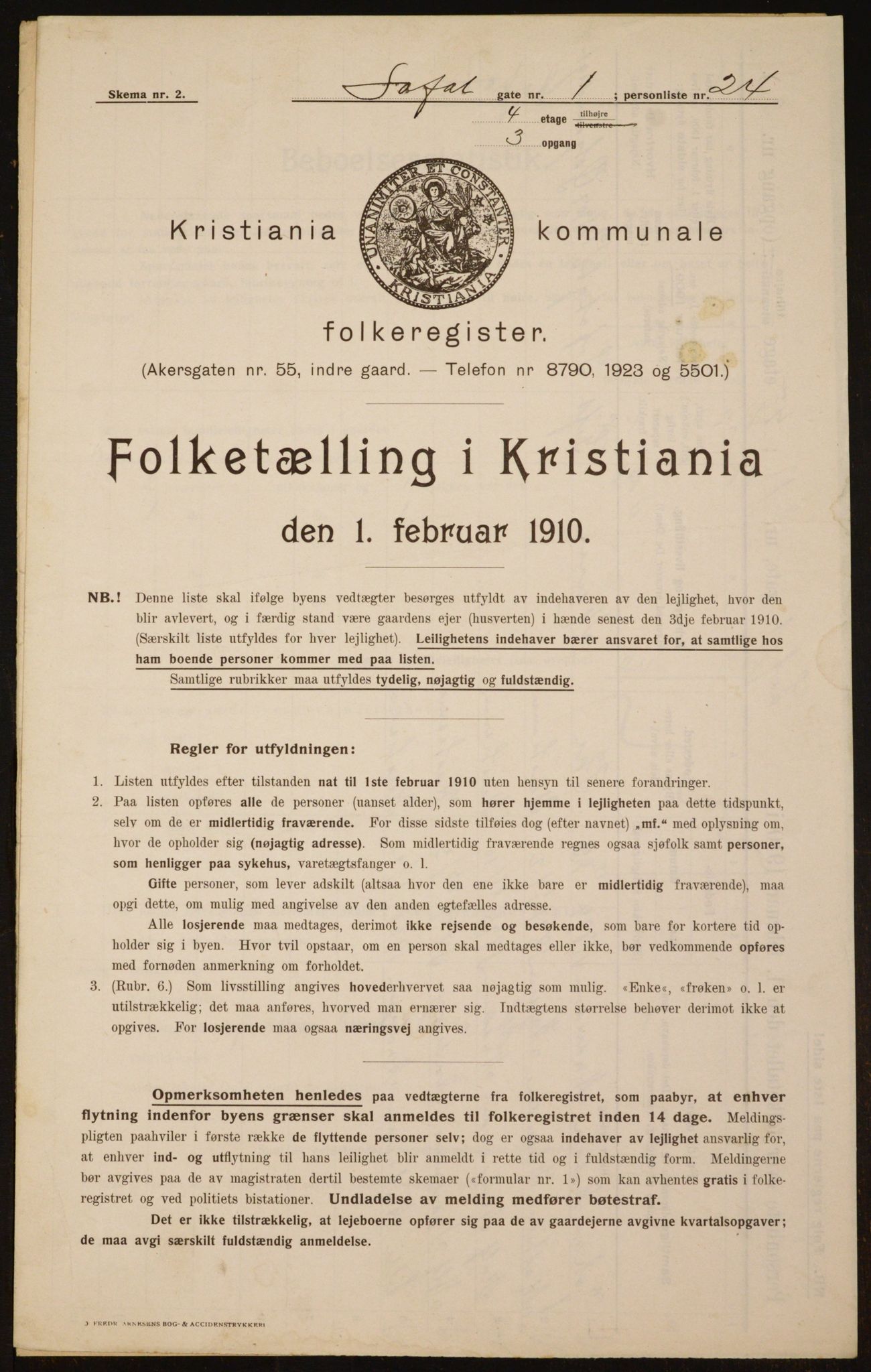 OBA, Municipal Census 1910 for Kristiania, 1910, p. 56383