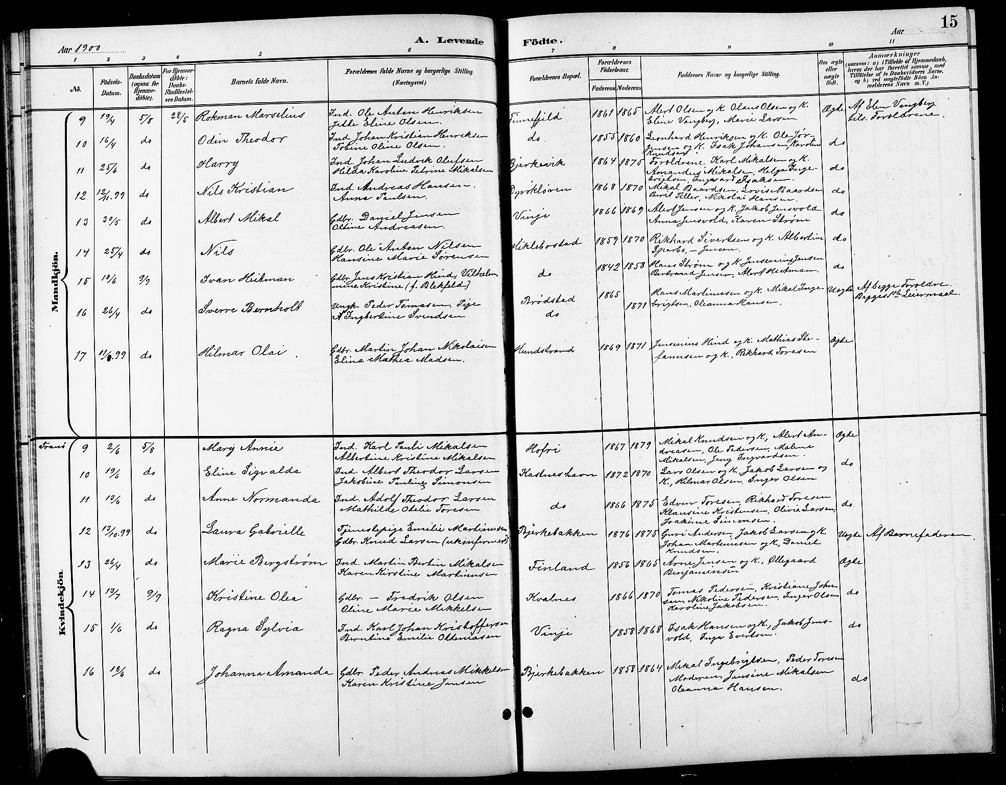 Tranøy sokneprestkontor, SATØ/S-1313/I/Ia/Iab/L0014klokker: Parish register (copy) no. 14, 1896-1918, p. 15