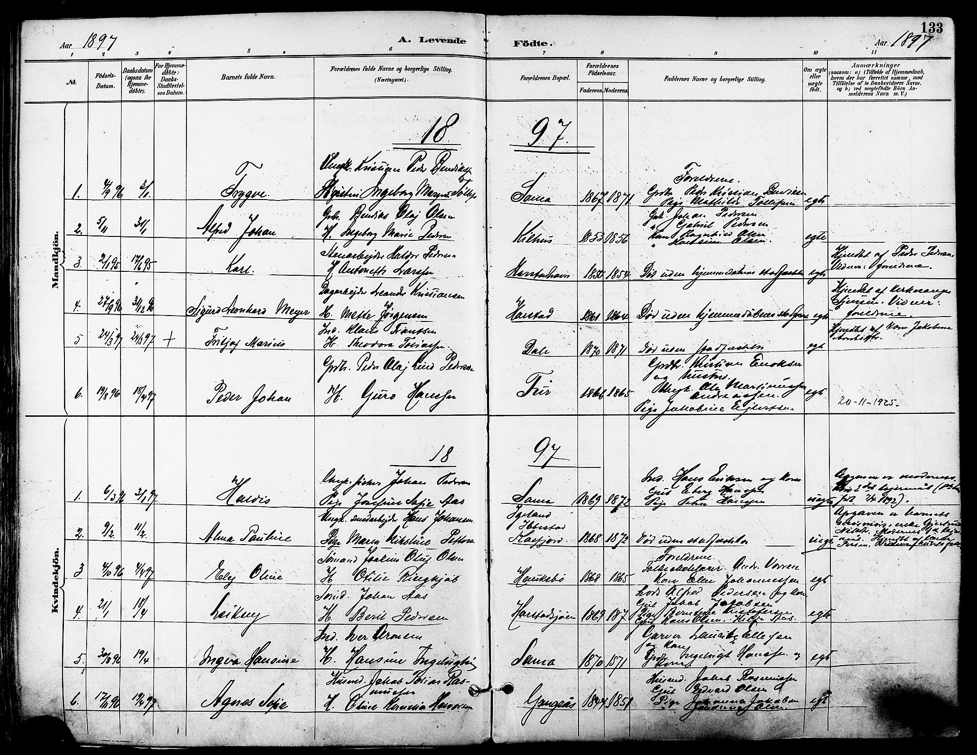 Trondenes sokneprestkontor, SATØ/S-1319/H/Ha/L0016kirke: Parish register (official) no. 16, 1890-1898, p. 133