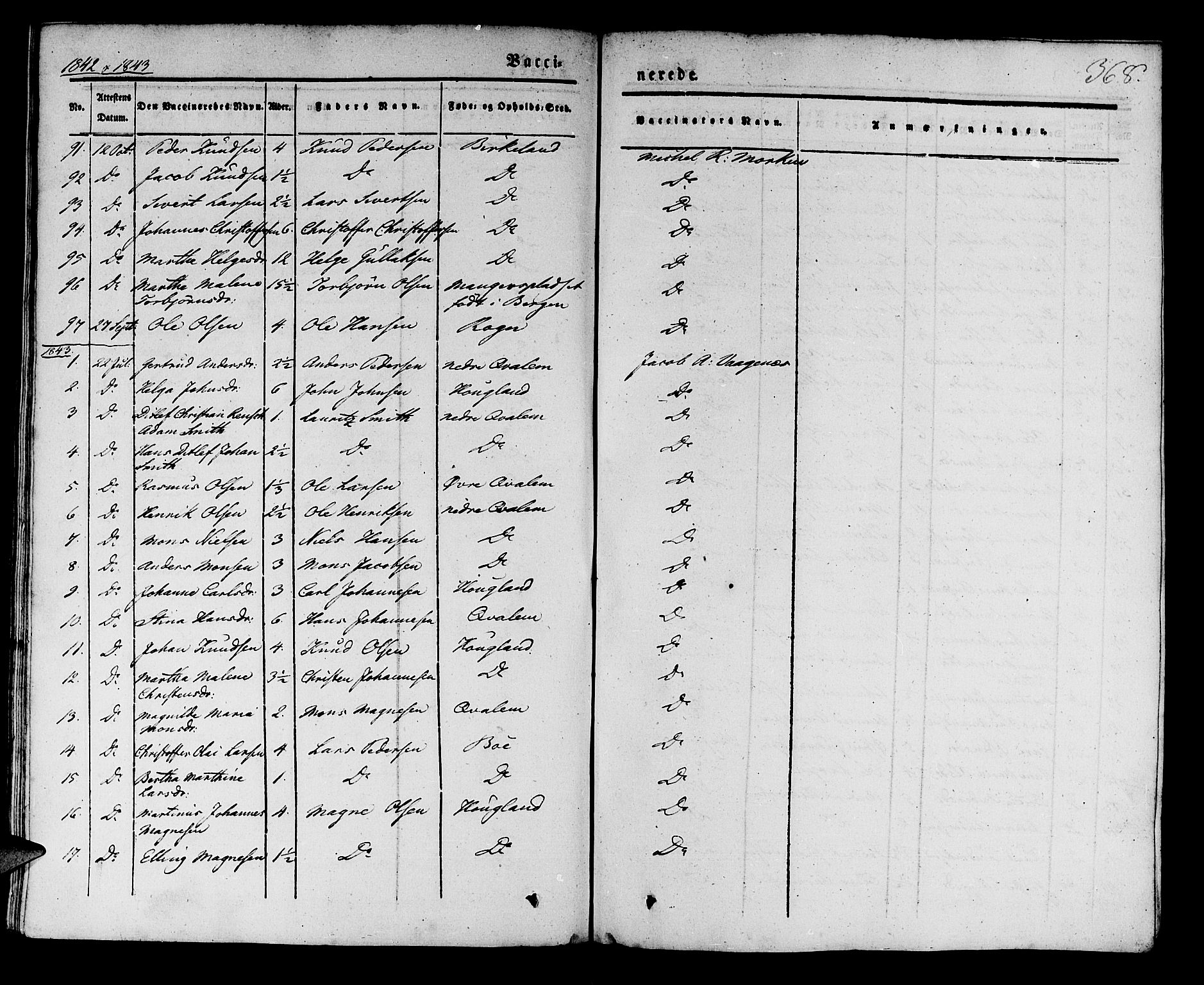 Manger sokneprestembete, AV/SAB-A-76801/H/Haa: Parish register (official) no. A 5, 1839-1848, p. 368