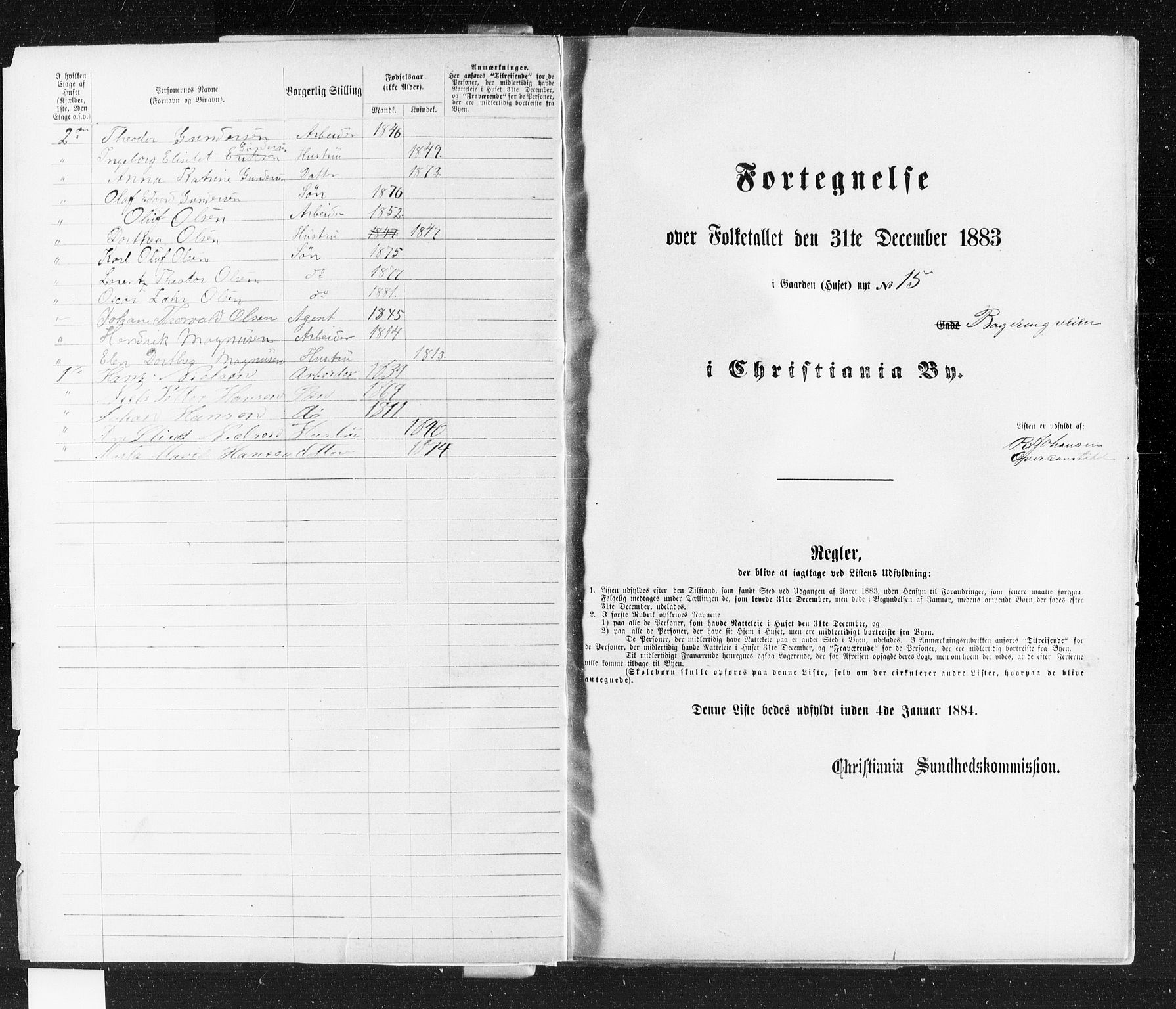 OBA, Municipal Census 1883 for Kristiania, 1883, p. 268