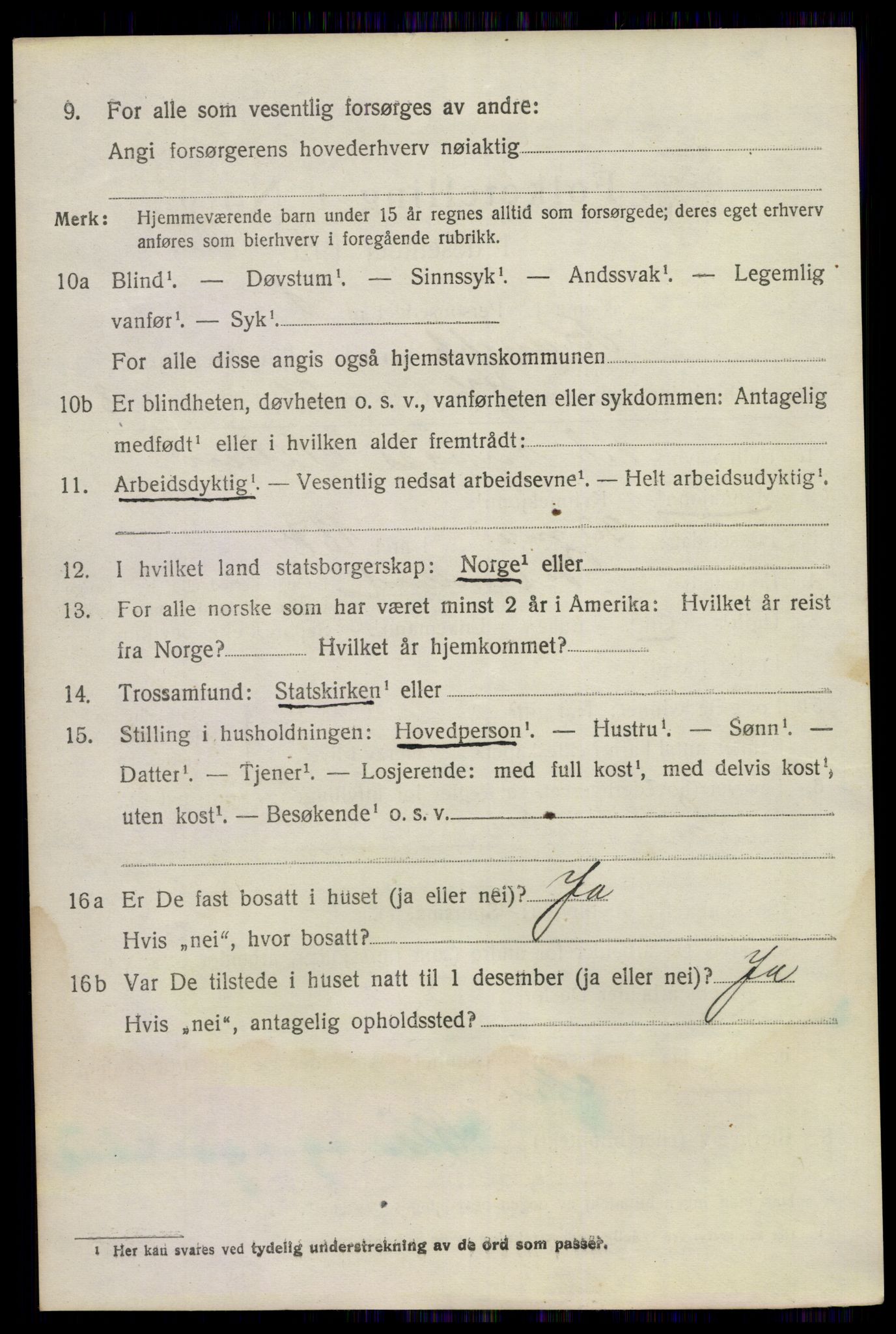 SAKO, 1920 census for Bamble, 1920, p. 4954