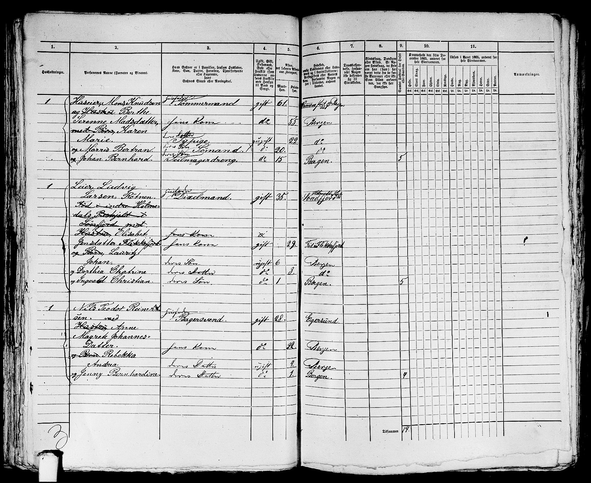 RA, 1865 census for Bergen, 1865, p. 4734