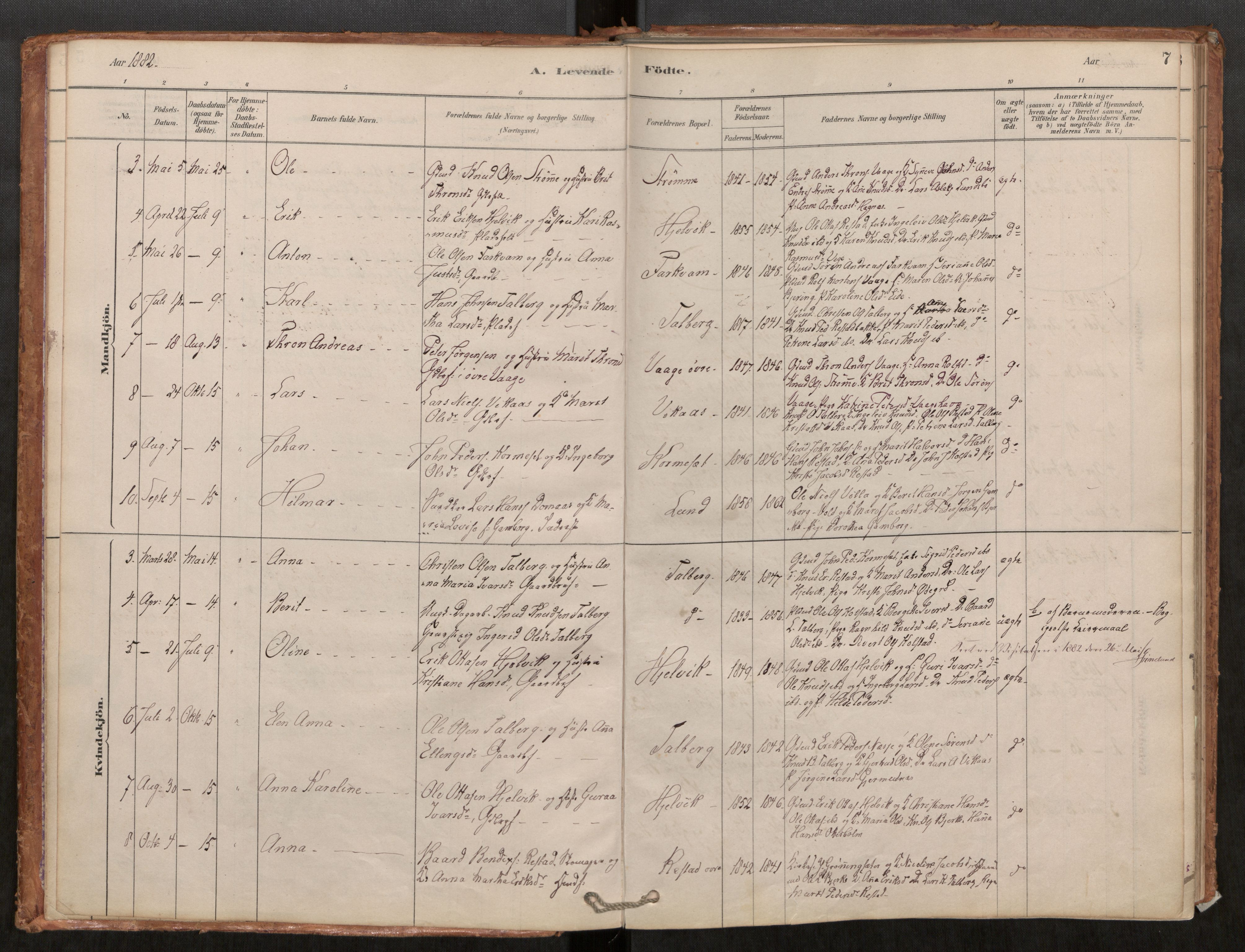 Ministerialprotokoller, klokkerbøker og fødselsregistre - Møre og Romsdal, AV/SAT-A-1454/550/L0621: Parish register (official) no. 550A01, 1878-1915, p. 7