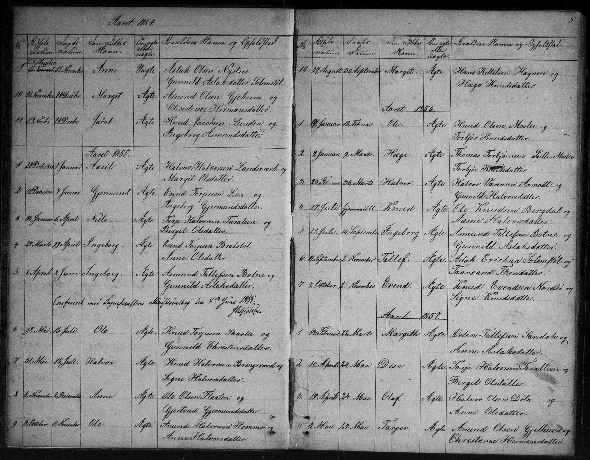 Vinje kirkebøker, SAKO/A-312/G/Gb/L0002: Parish register (copy) no. II 2, 1849-1891, p. 5