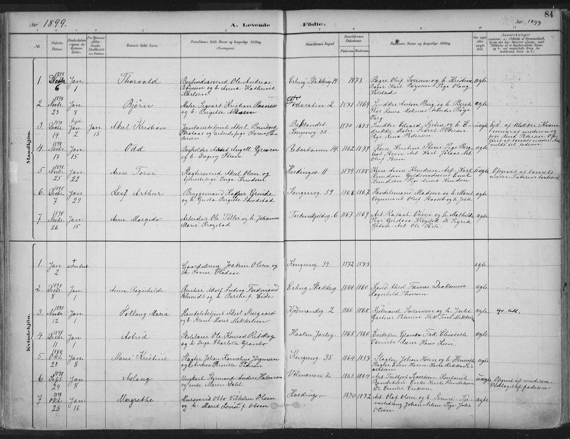 Ministerialprotokoller, klokkerbøker og fødselsregistre - Sør-Trøndelag, SAT/A-1456/601/L0062: Parish register (official) no. 601A30, 1891-1911, p. 84