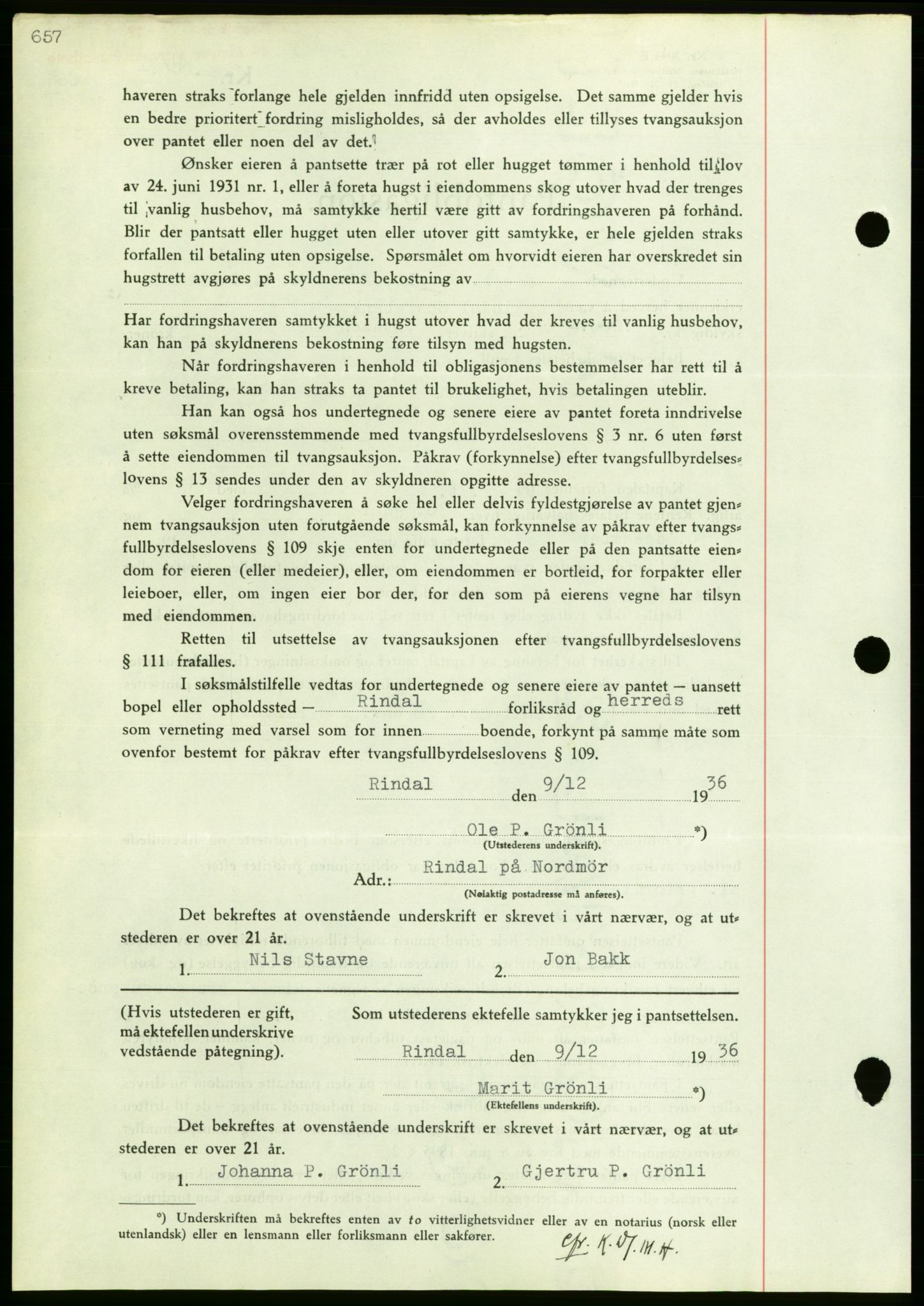 Nordmøre sorenskriveri, AV/SAT-A-4132/1/2/2Ca/L0090: Mortgage book no. B80, 1936-1937, Diary no: : 2922/1936