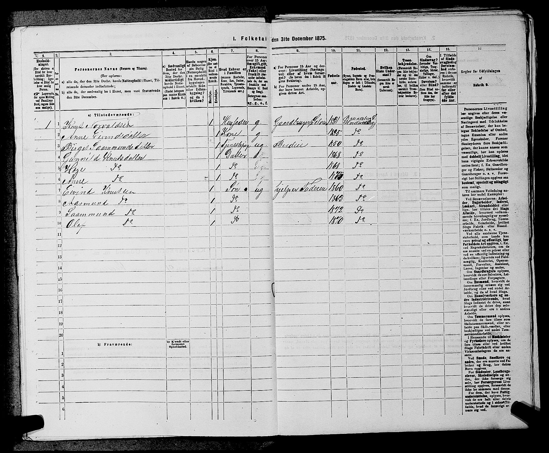 SAKO, 1875 census for 0829P Kviteseid, 1875, p. 766