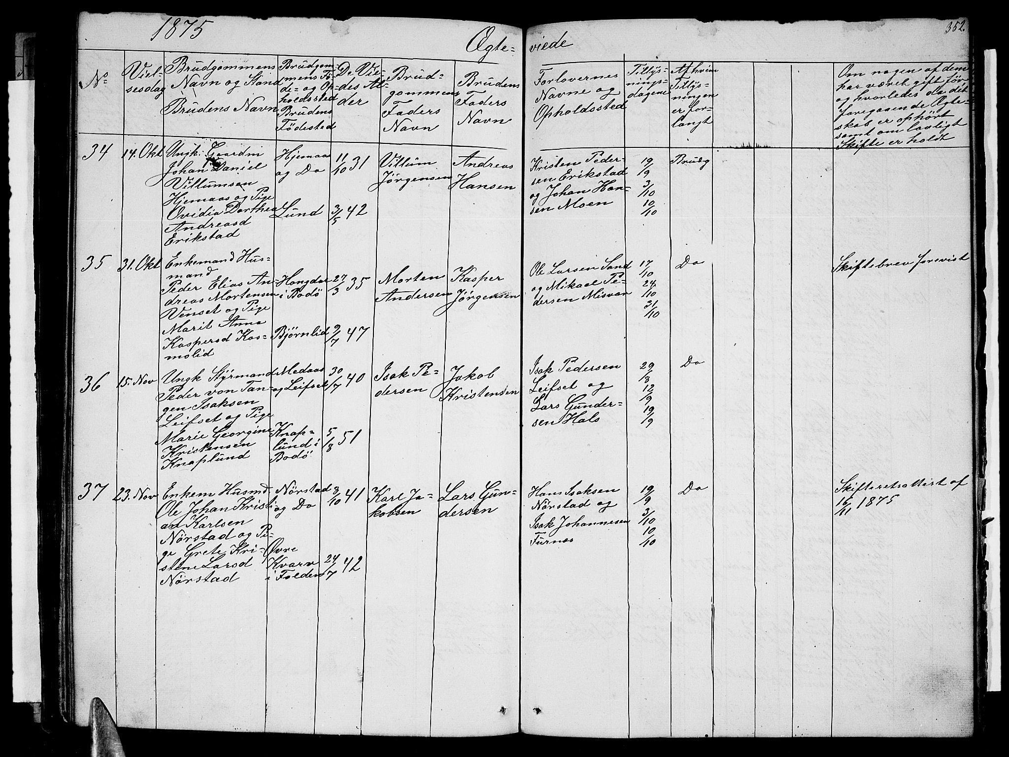 Ministerialprotokoller, klokkerbøker og fødselsregistre - Nordland, AV/SAT-A-1459/852/L0753: Parish register (copy) no. 852C04, 1856-1877, p. 352