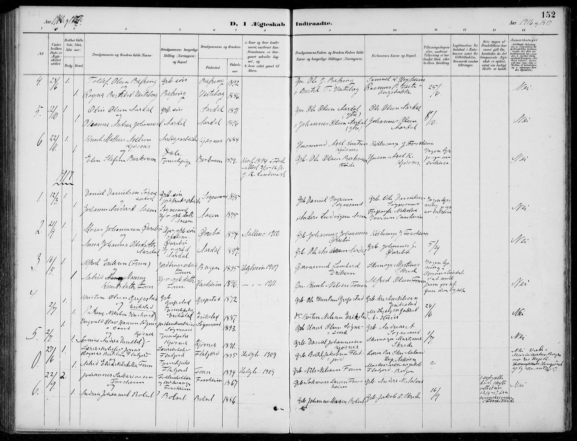 Jølster sokneprestembete, AV/SAB-A-80701/H/Hab/Habb/L0002: Parish register (copy) no. B 2, 1887-1920, p. 152