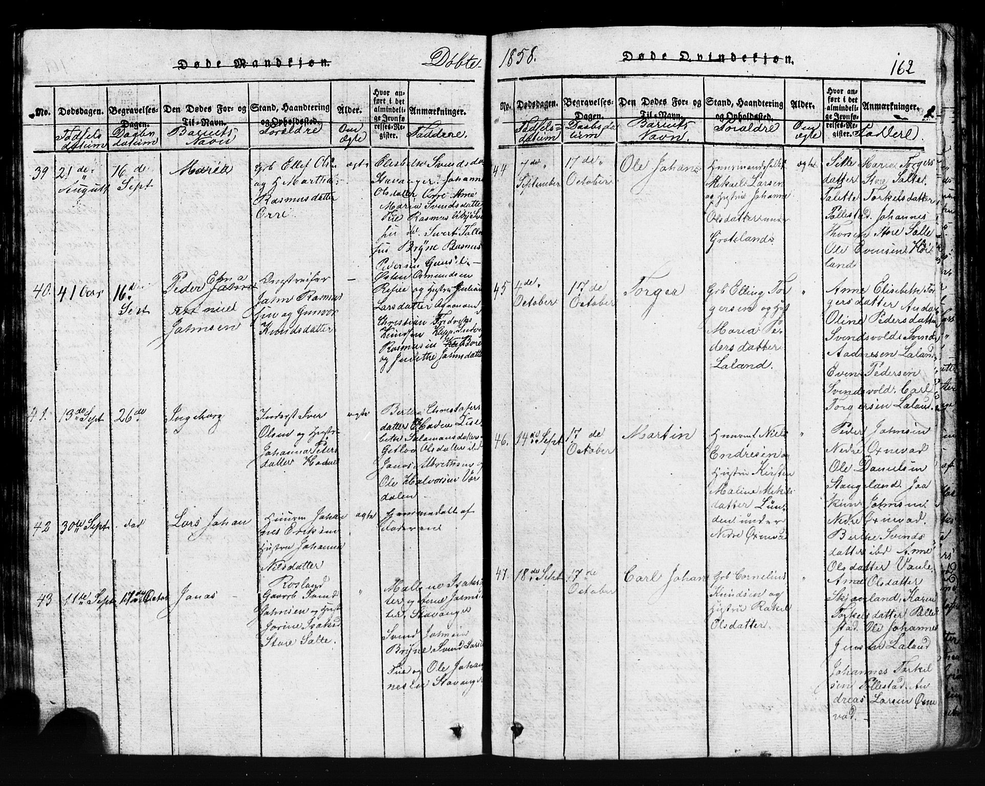 Klepp sokneprestkontor, AV/SAST-A-101803/001/3/30BB/L0001: Parish register (copy) no.  B 1, 1816-1859, p. 162