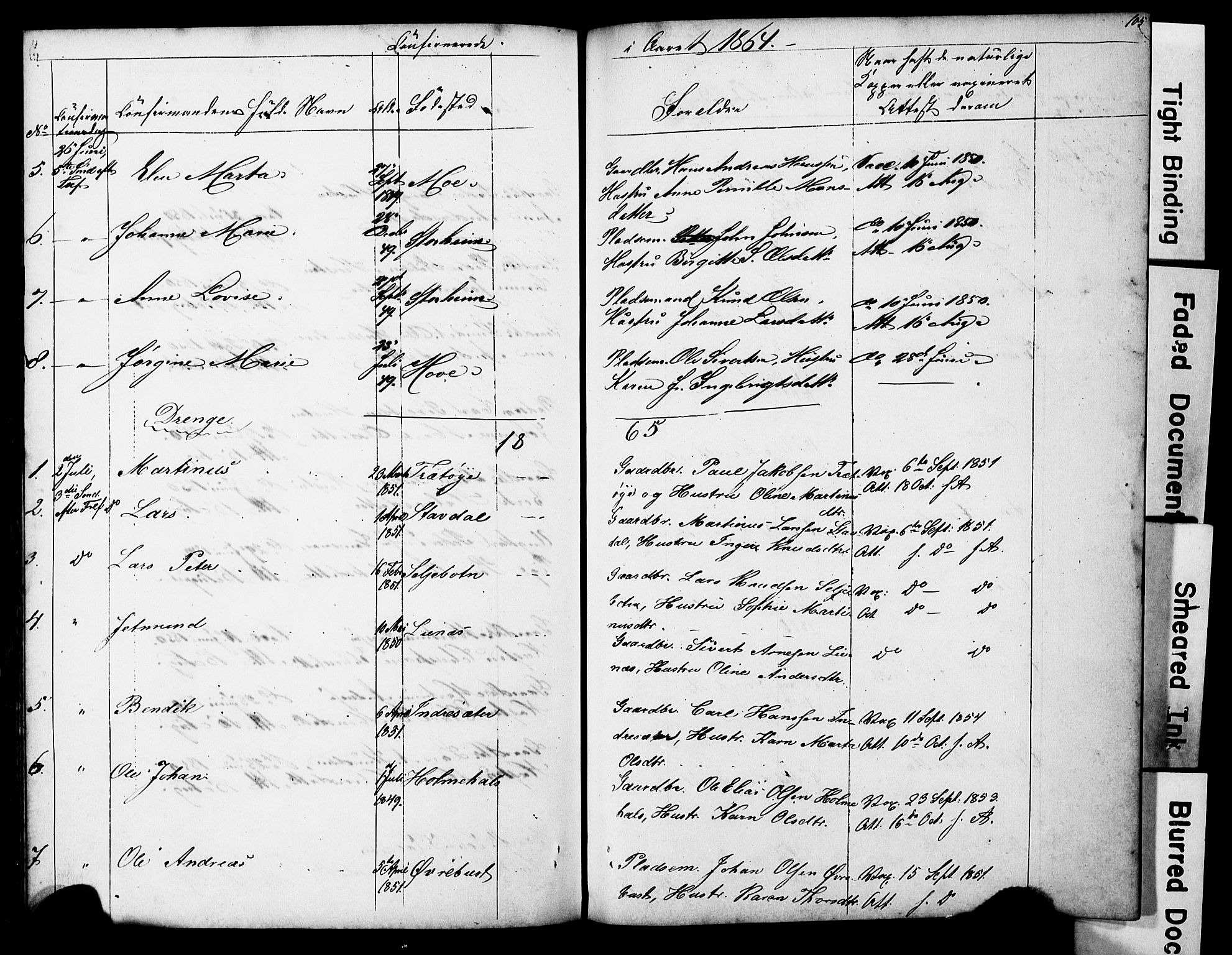 Ministerialprotokoller, klokkerbøker og fødselsregistre - Møre og Romsdal, AV/SAT-A-1454/521/L0301: Parish register (copy) no. 521C02, 1854-1881, p. 105