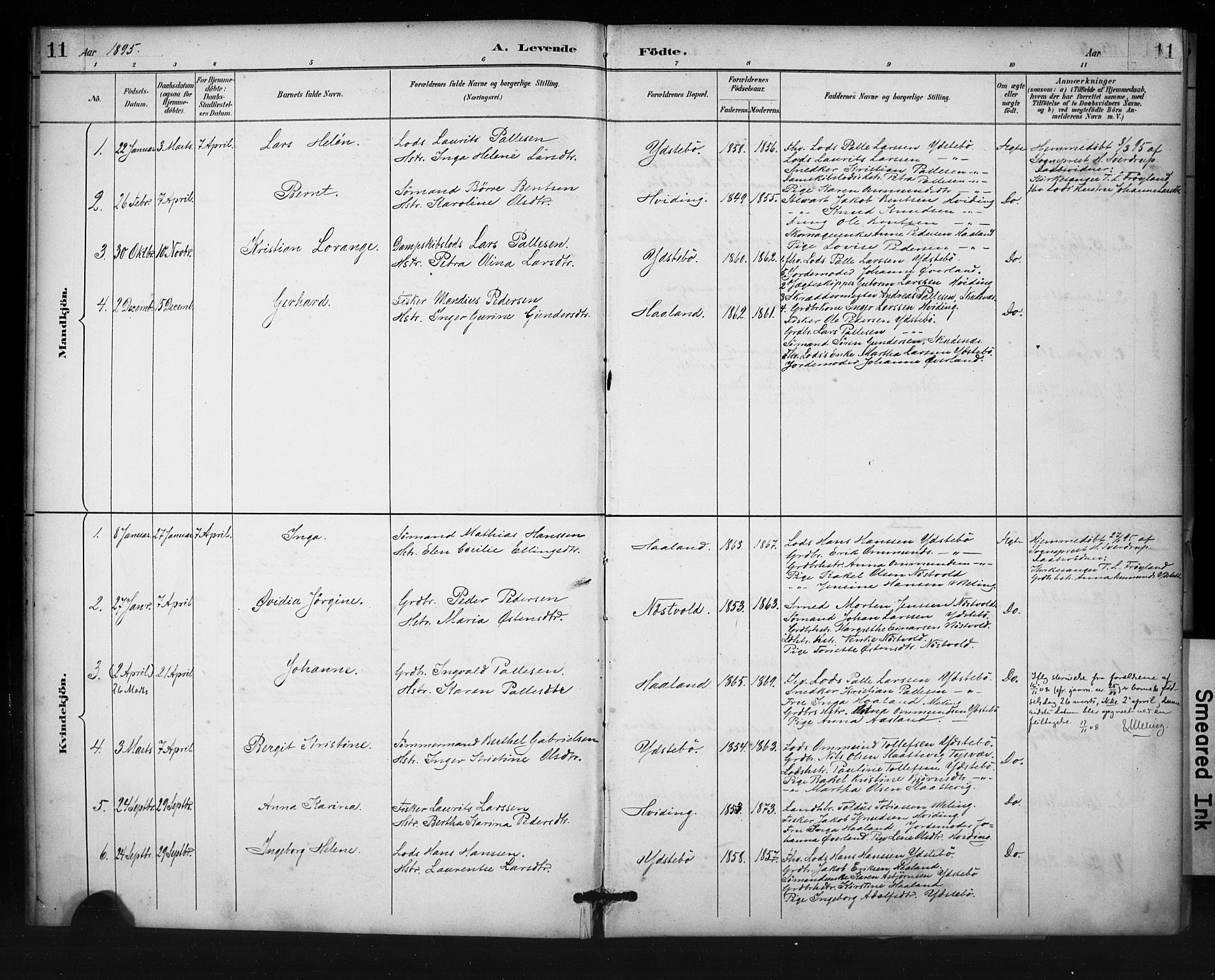 Rennesøy sokneprestkontor, SAST/A -101827/H/Ha/Haa/L0013: Parish register (official) no. A 12, 1888-1916, p. 11