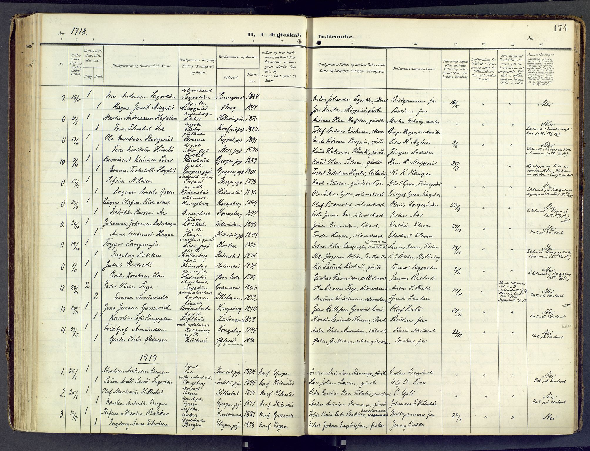 Sandsvær kirkebøker, AV/SAKO-A-244/F/Fd/L0002: Parish register (official) no. IV 2, 1906-1943, p. 174