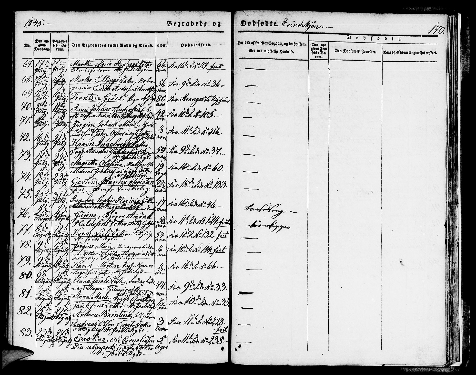 Domkirken sokneprestembete, SAB/A-74801/H/Hab/L0037: Parish register (copy) no. E 1, 1836-1848, p. 170