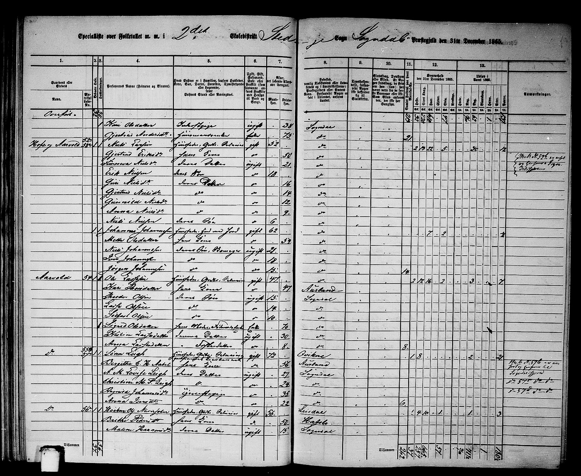 RA, 1865 census for Sogndal, 1865, p. 38