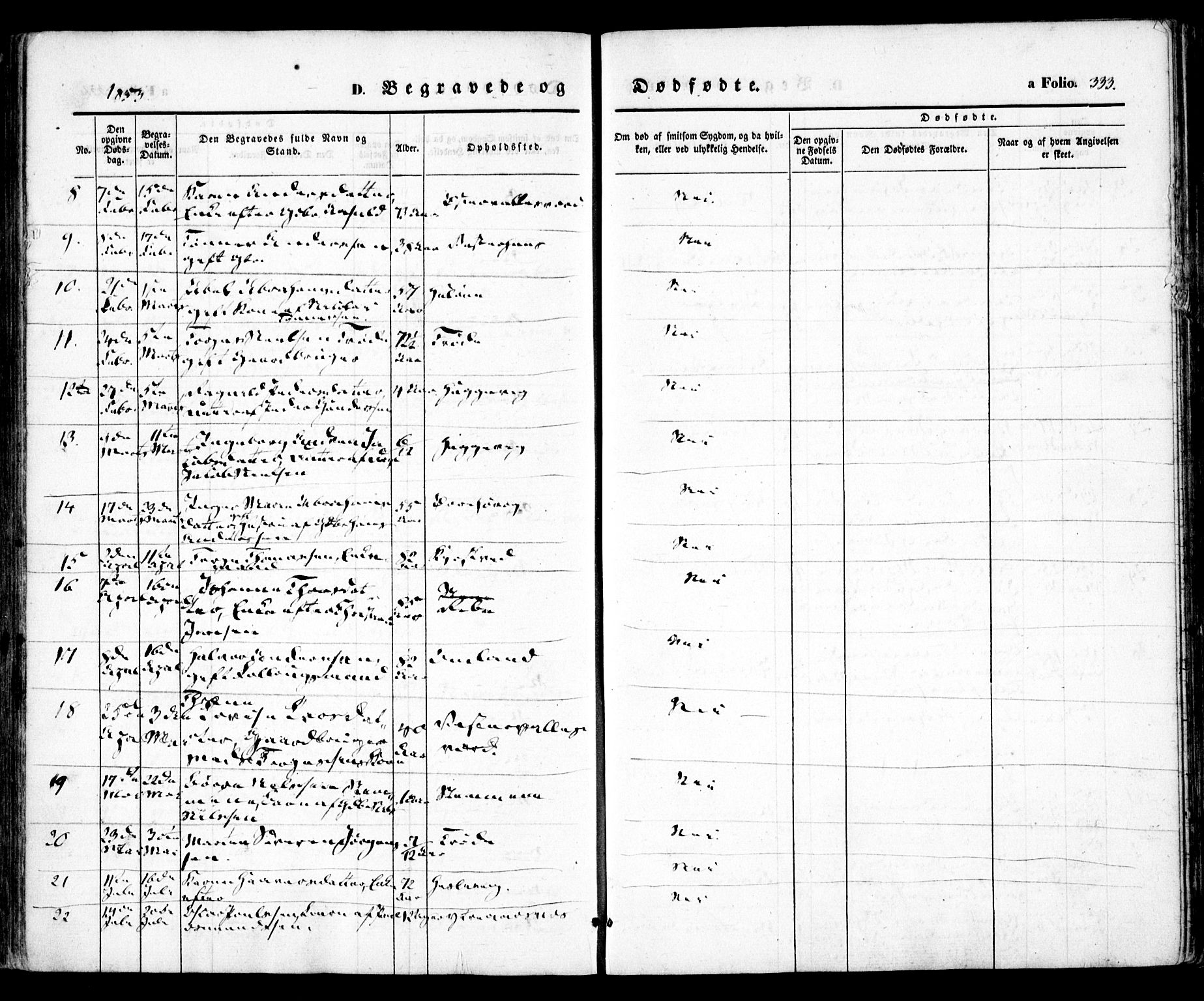 Høvåg sokneprestkontor, SAK/1111-0025/F/Fa/L0003: Parish register (official) no. A 3, 1843-1858, p. 333