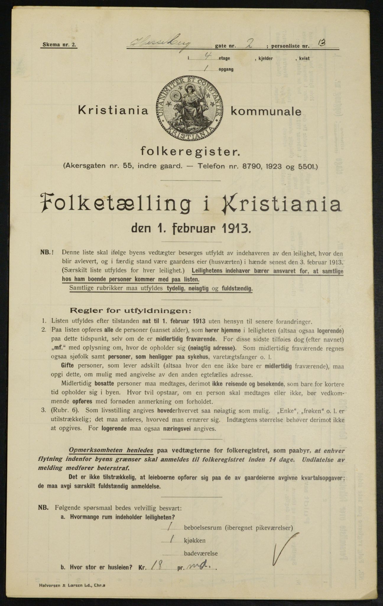 OBA, Municipal Census 1913 for Kristiania, 1913, p. 39675