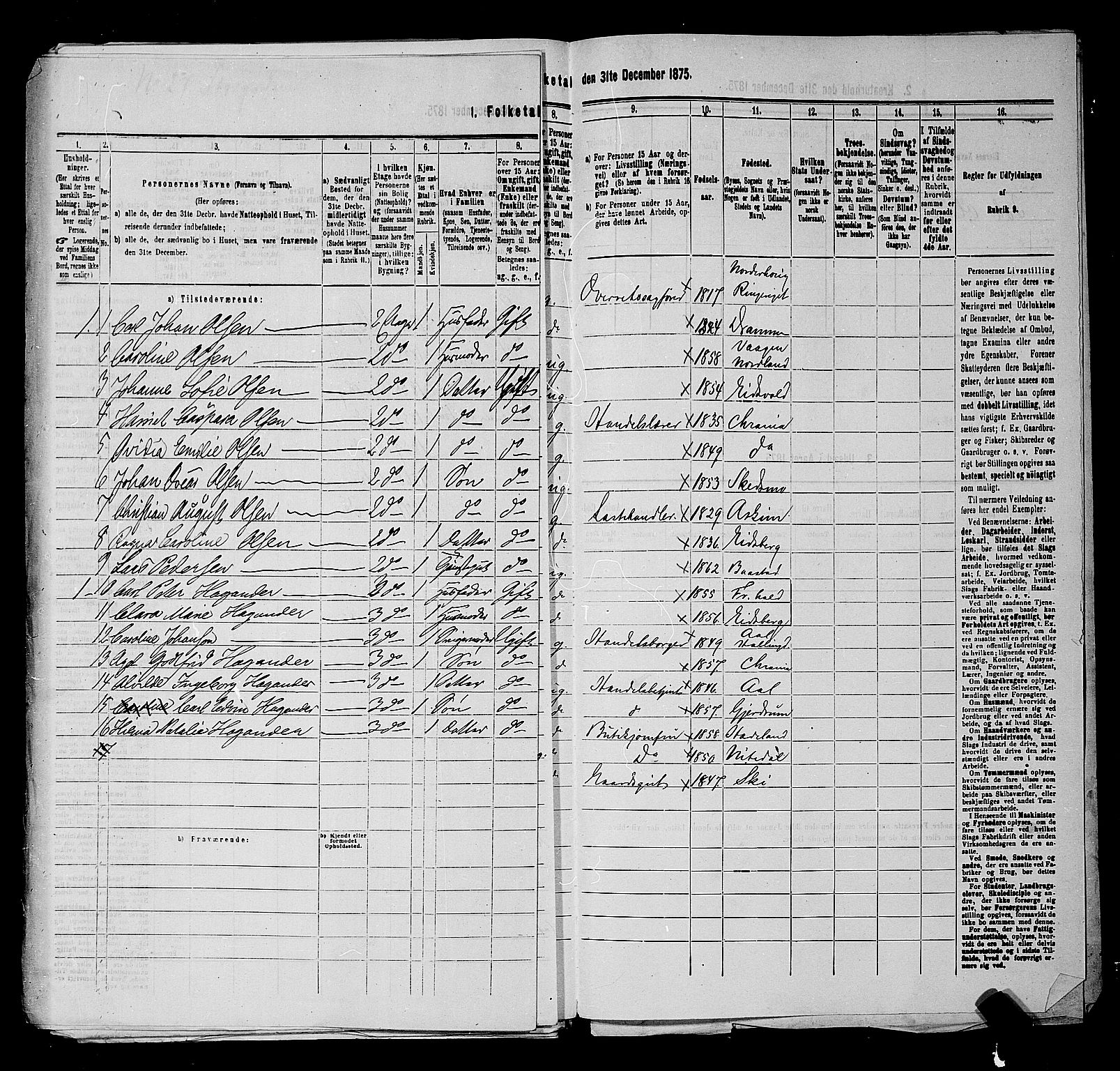 RA, 1875 census for 0301 Kristiania, 1875, p. 883