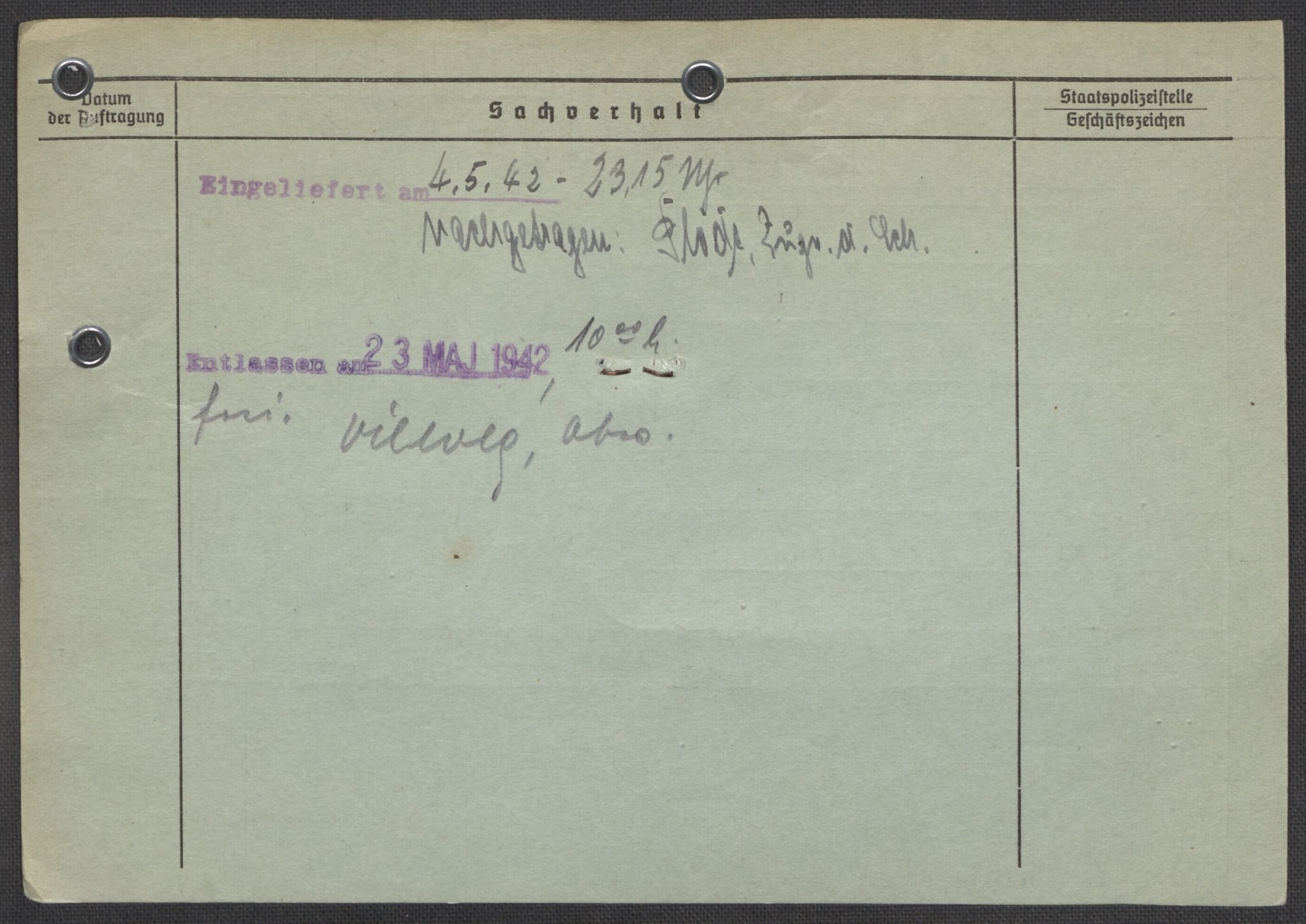 Befehlshaber der Sicherheitspolizei und des SD, AV/RA-RAFA-5969/E/Ea/Eaa/L0005: Register over norske fanger i Møllergata 19: Hø-Kj, 1940-1945, p. 1082