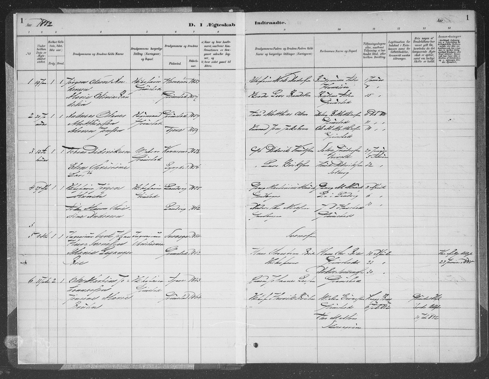 Grimstad sokneprestkontor, SAK/1111-0017/F/Fa/L0004: Parish register (official) no. A 3, 1882-1910, p. 1