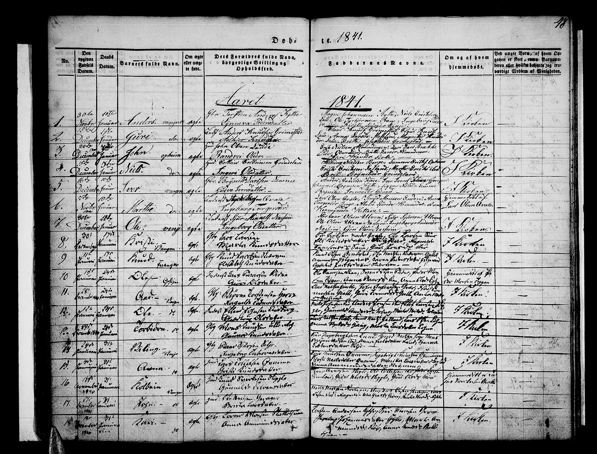 Voss sokneprestembete, SAB/A-79001/H/Haa: Parish register (official) no. A 13, 1836-1851, p. 48