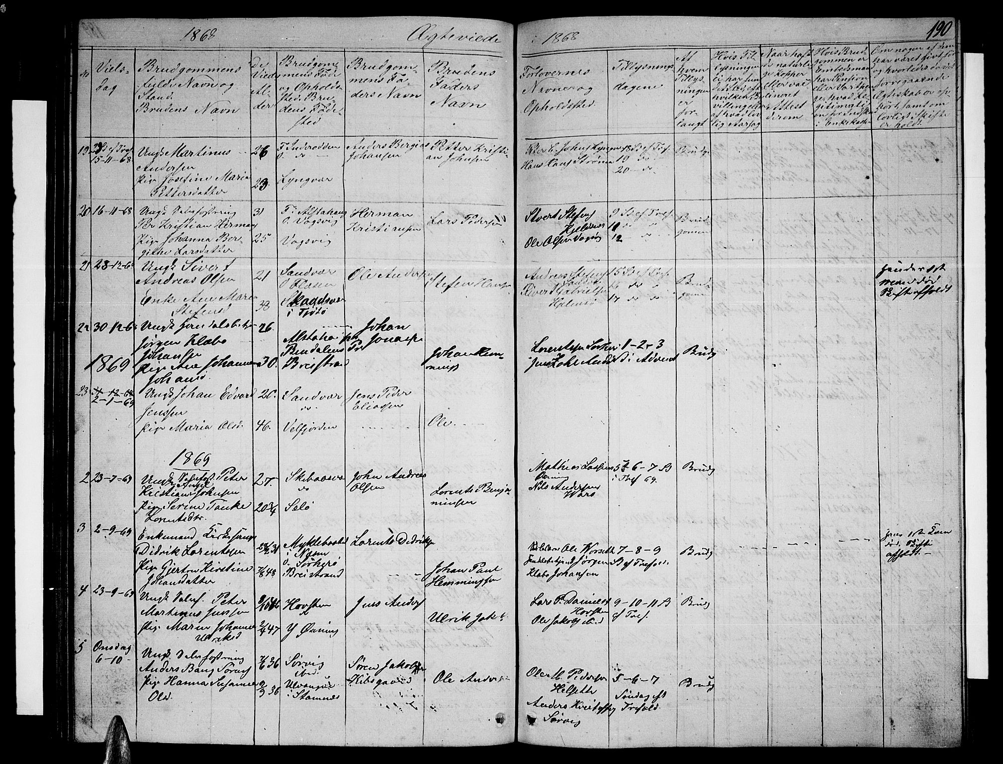 Ministerialprotokoller, klokkerbøker og fødselsregistre - Nordland, AV/SAT-A-1459/834/L0512: Parish register (copy) no. 834C03, 1862-1877, p. 190