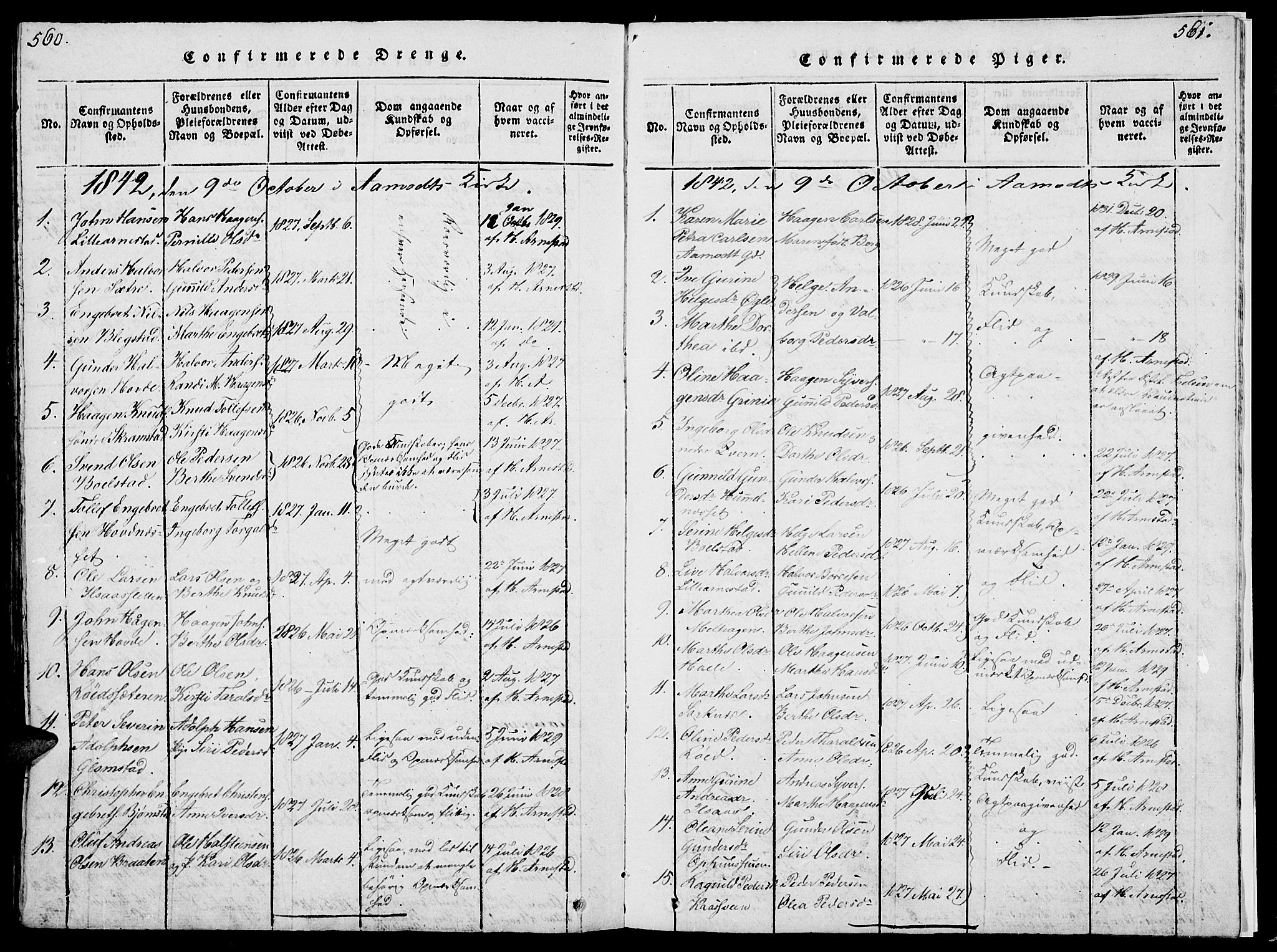Åmot prestekontor, Hedmark, SAH/PREST-056/H/Ha/Hab/L0001: Parish register (copy) no. 1, 1815-1847, p. 560-561