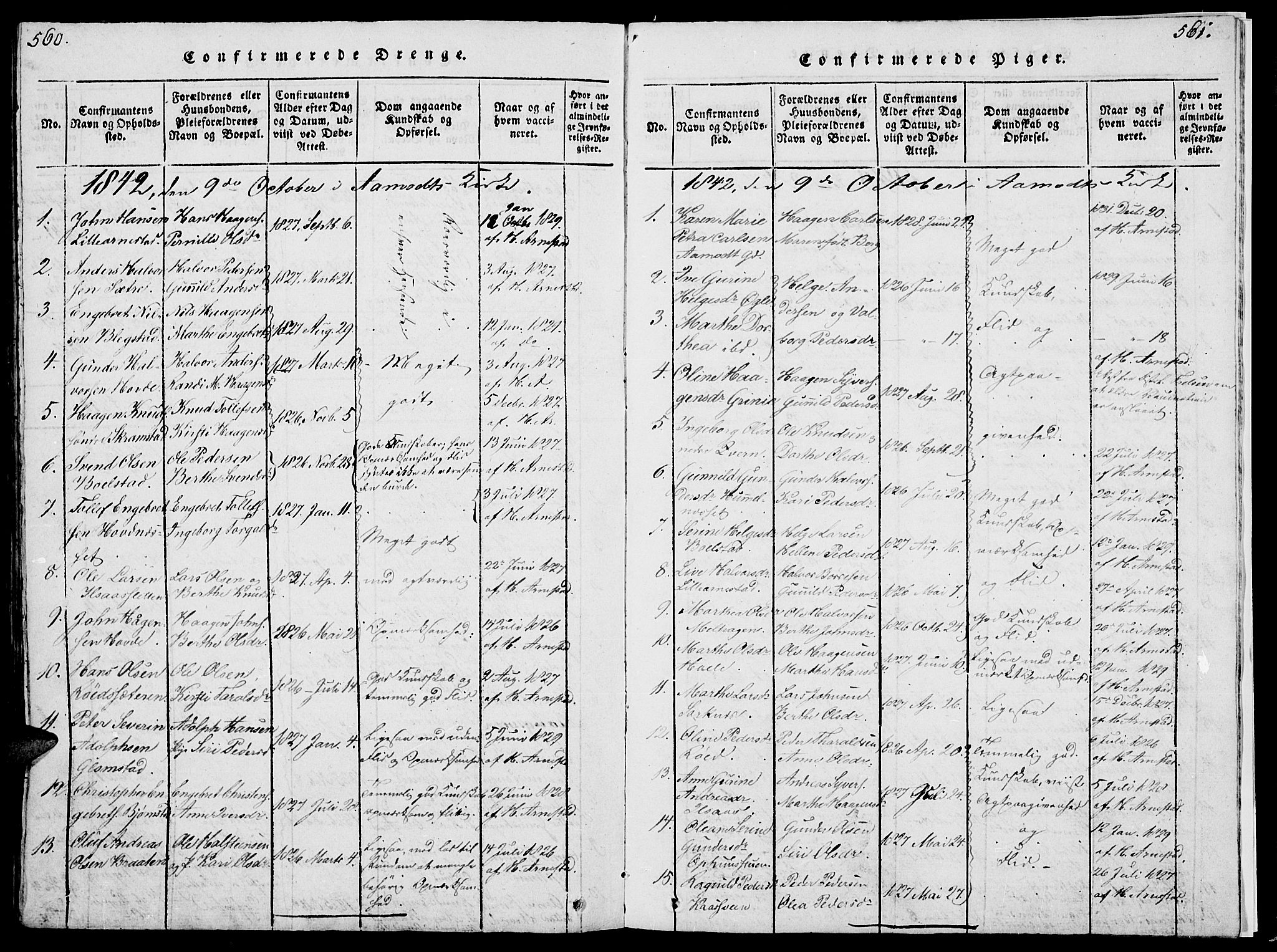 Åmot prestekontor, Hedmark, AV/SAH-PREST-056/H/Ha/Hab/L0001: Parish register (copy) no. 1, 1815-1847, p. 560-561