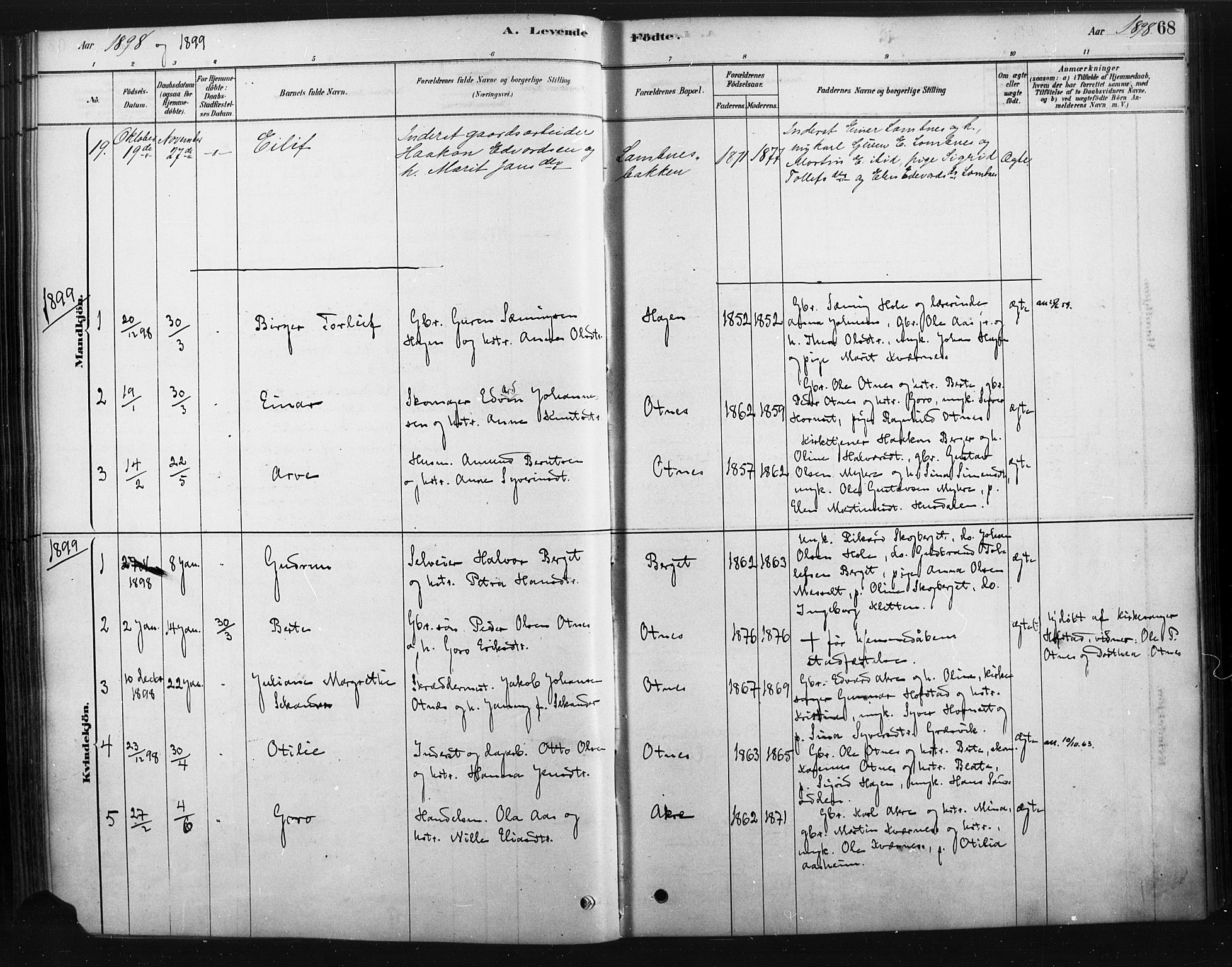 Rendalen prestekontor, AV/SAH-PREST-054/H/Ha/Haa/L0010: Parish register (official) no. 10, 1878-1901, p. 68