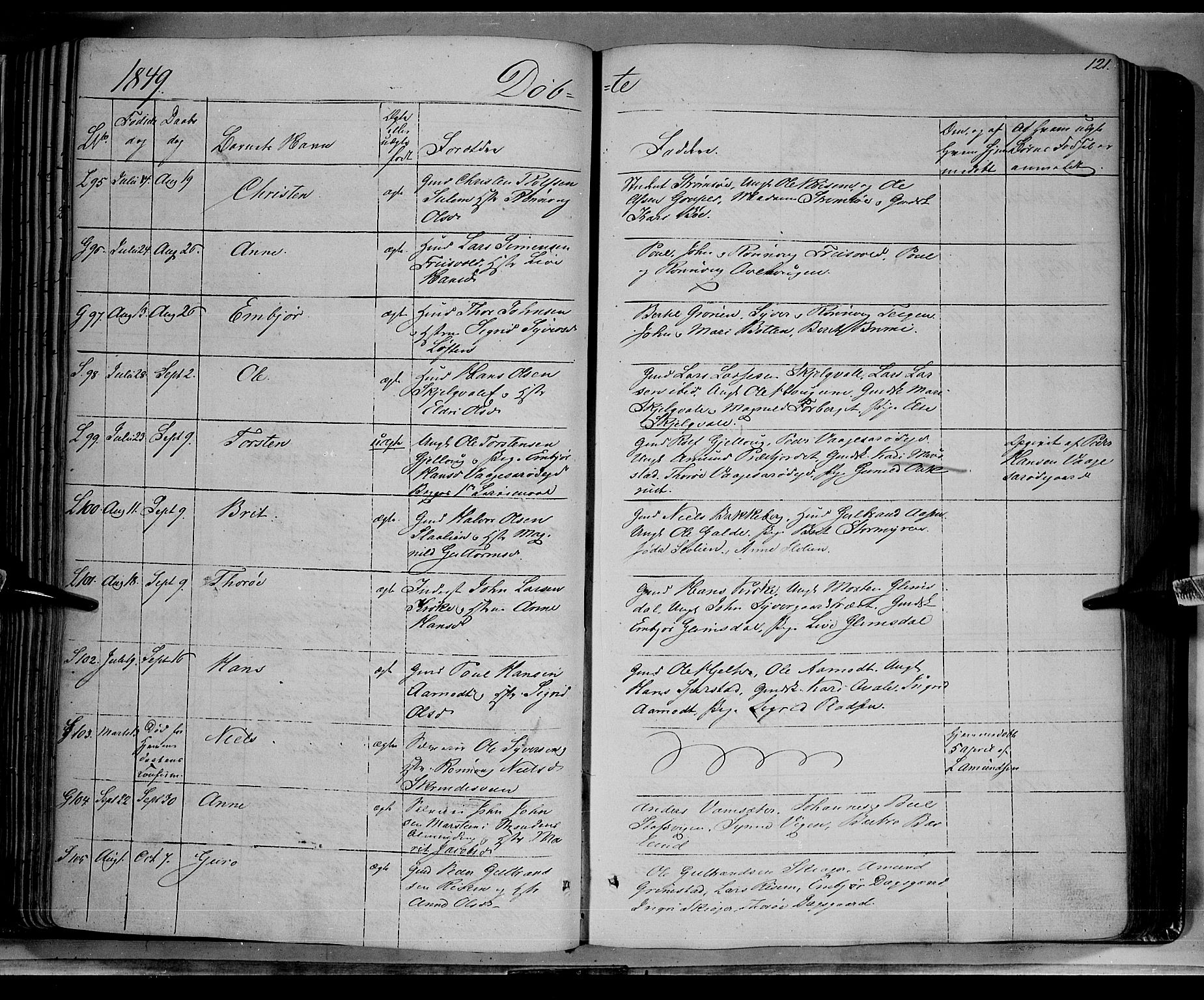 Lom prestekontor, AV/SAH-PREST-070/K/L0006: Parish register (official) no. 6A, 1837-1863, p. 121