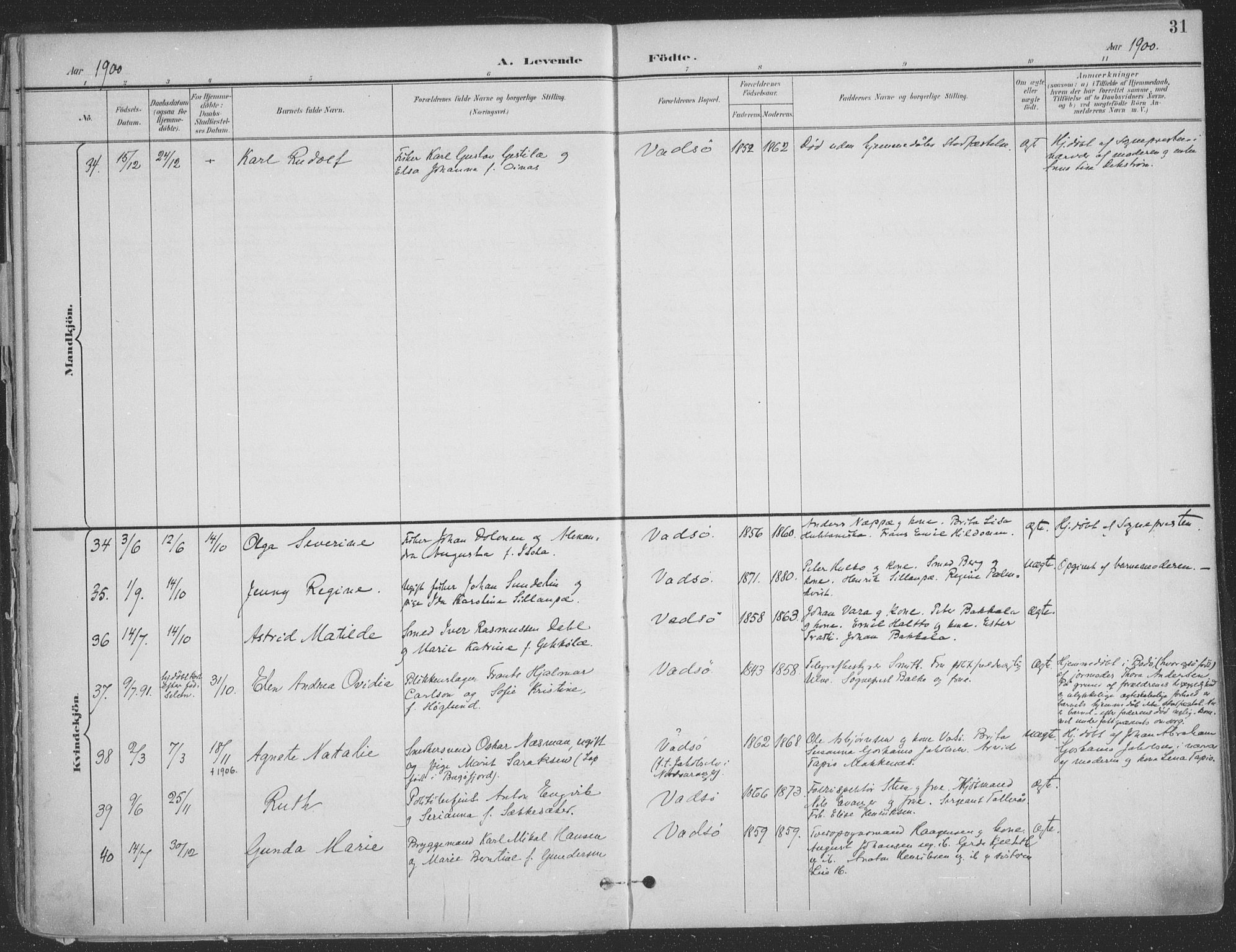 Vadsø sokneprestkontor, AV/SATØ-S-1325/H/Ha/L0007kirke: Parish register (official) no. 7, 1896-1916, p. 31