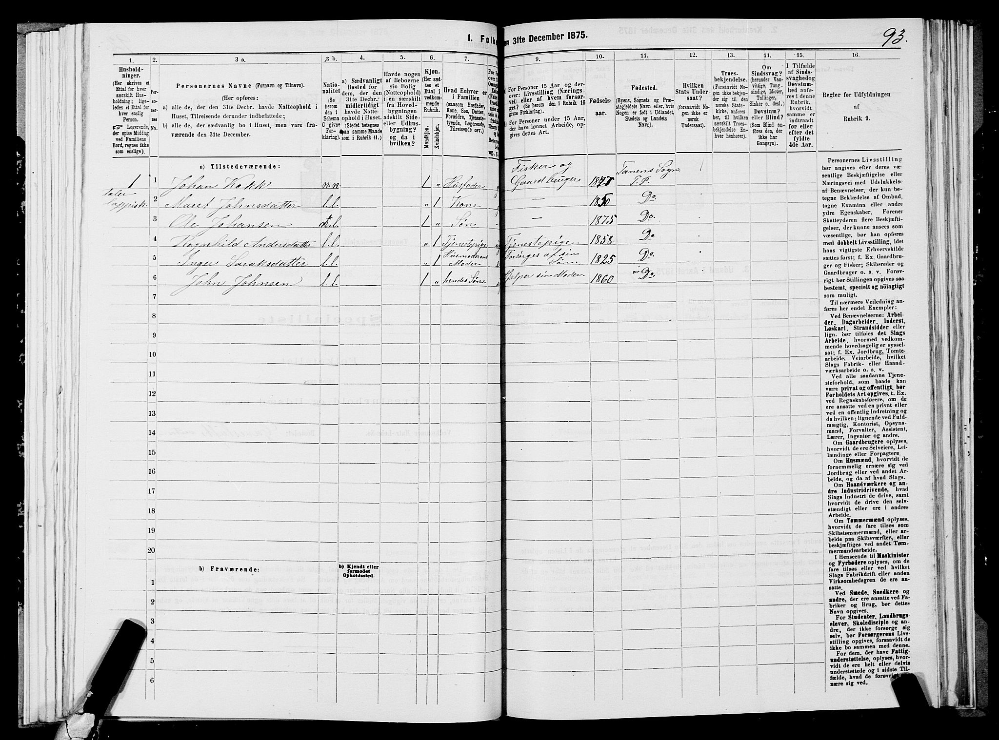 SATØ, 1875 census for 2025P Tana, 1875, p. 2093