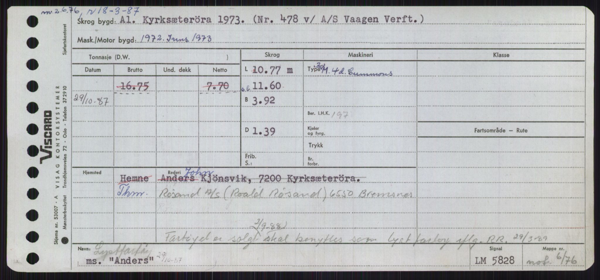 Sjøfartsdirektoratet med forløpere, Skipsmålingen, RA/S-1627/H/Ha/L0001/0001: Fartøy, A-Eig / Fartøy A-Bjøn, p. 221