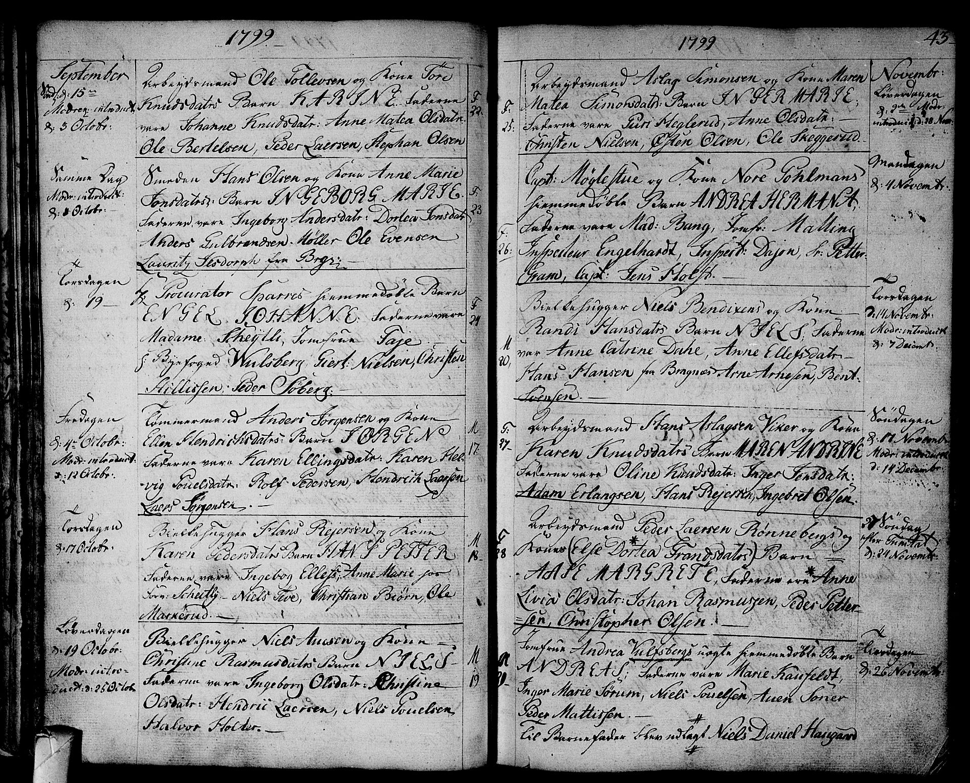 Strømsø kirkebøker, SAKO/A-246/F/Fa/L0010: Parish register (official) no. I 10, 1792-1822, p. 43