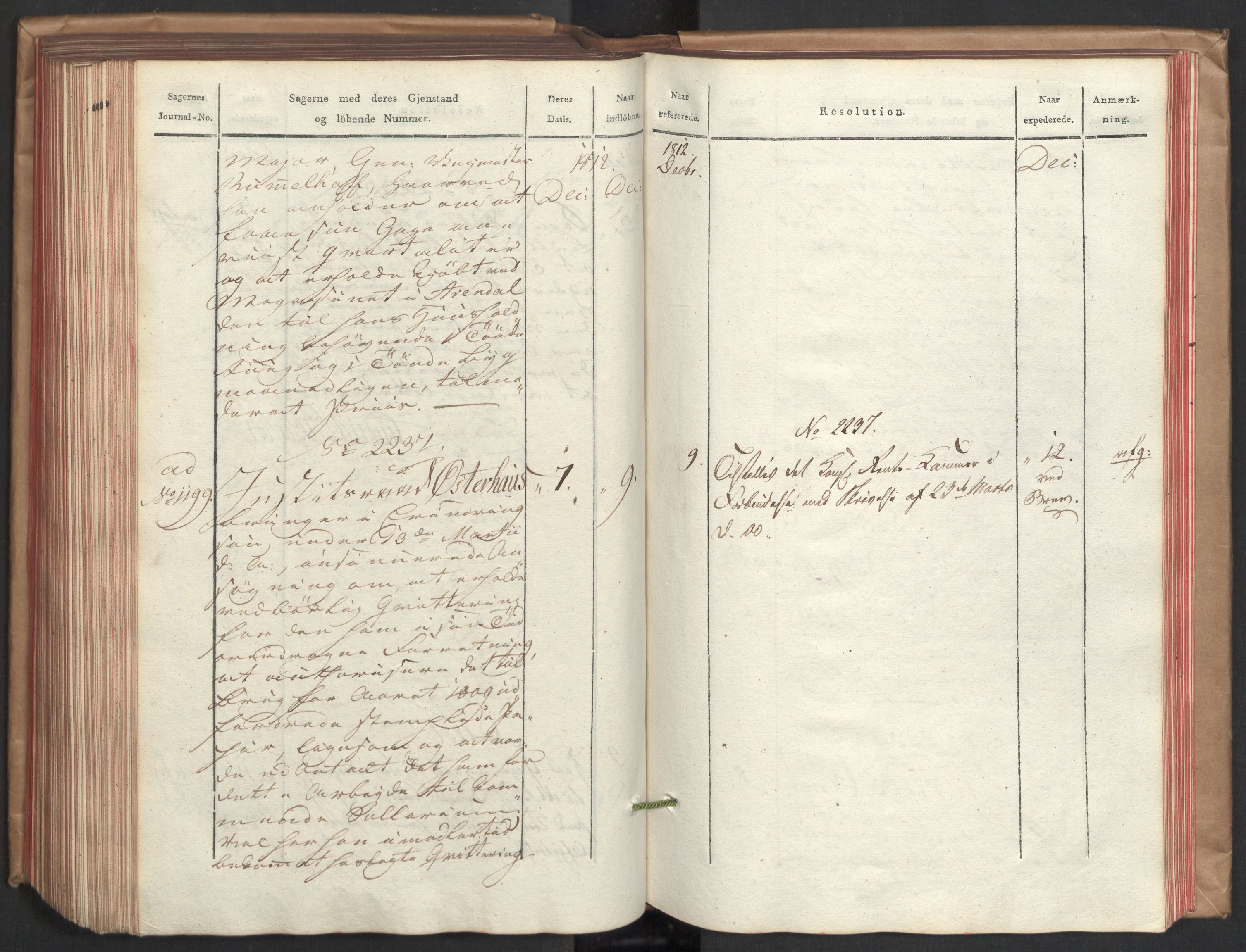 Stattholderembetet 1810-1814, 2. kontor (Kontor B), AV/RA-EA-5432/Ab/L0004: Referatprotokoll,  j.nr. 1449-1801,  l.nr. 1781-2289, 1812, p. 242