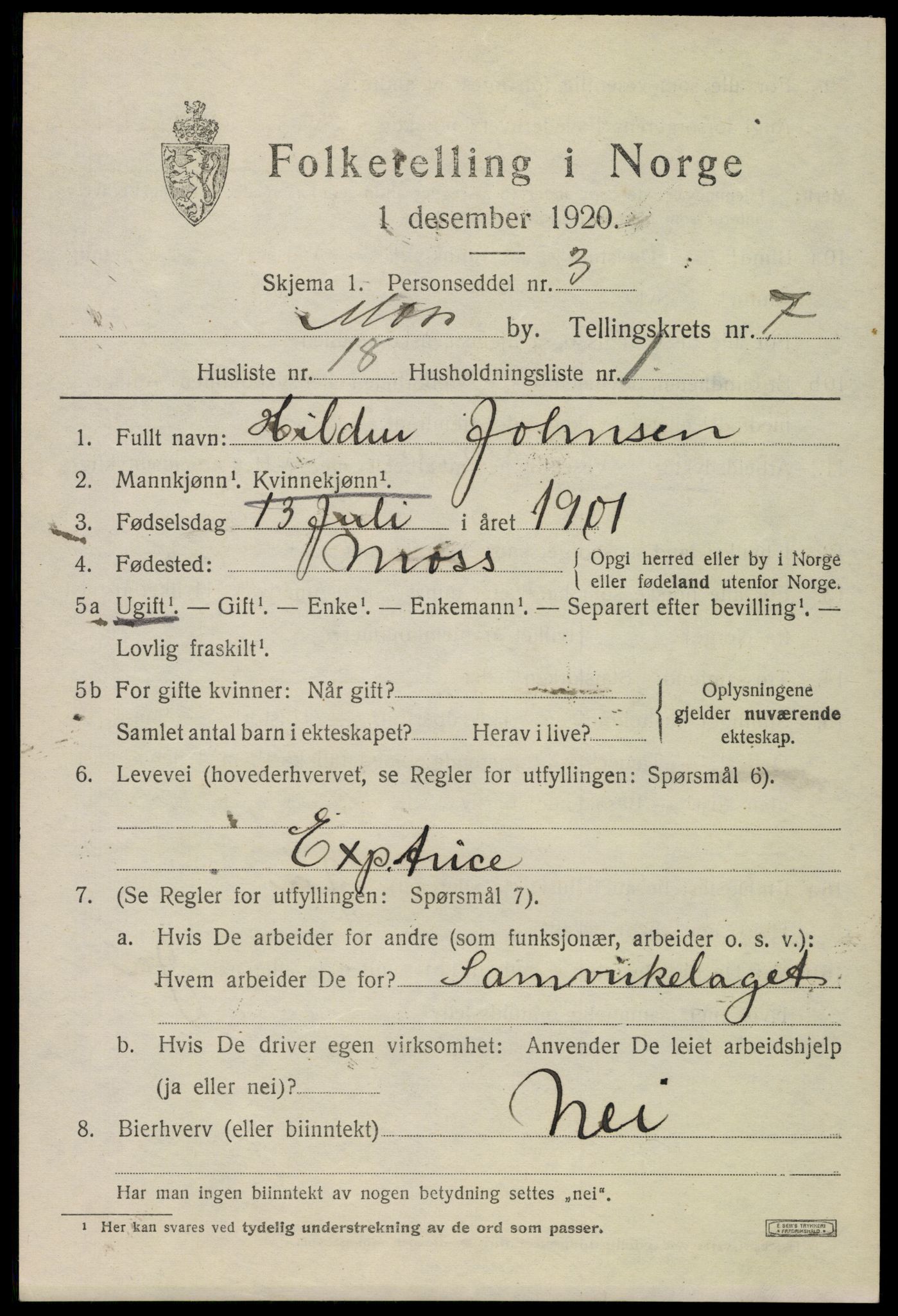 SAO, 1920 census for Moss, 1920, p. 19927