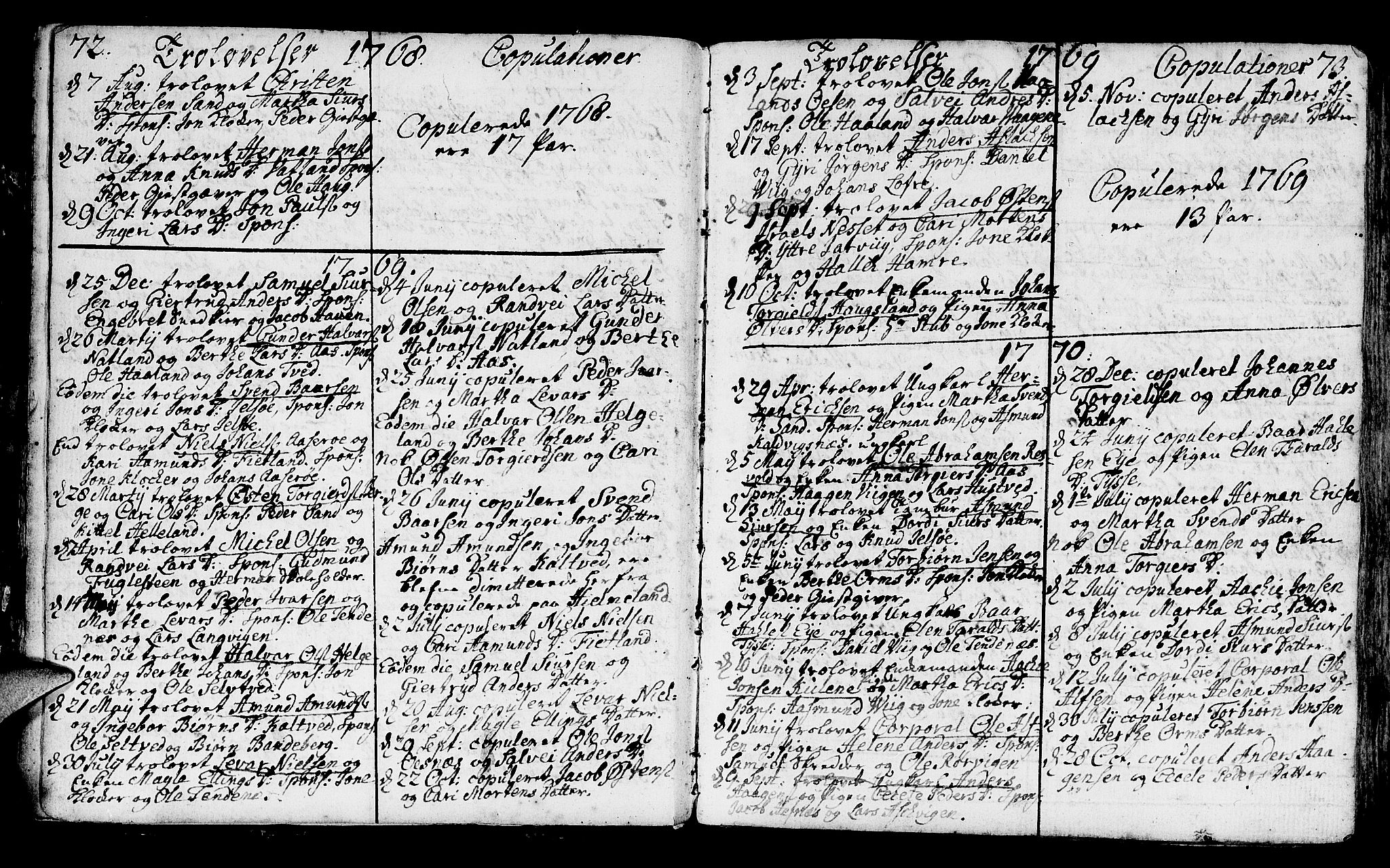 Jelsa sokneprestkontor, SAST/A-101842/01/IV: Parish register (official) no. A 3, 1768-1796, p. 72-73
