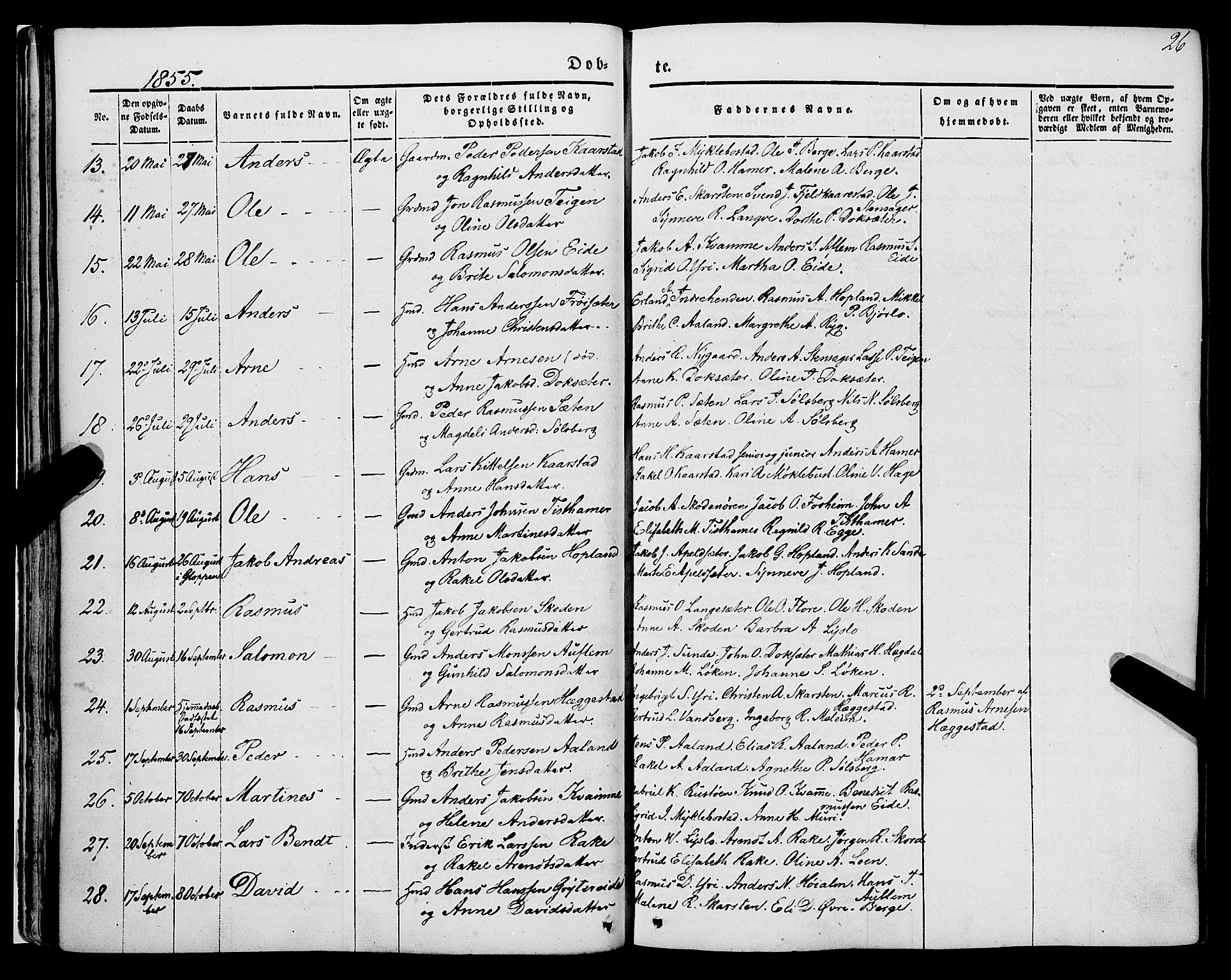 Innvik sokneprestembete, AV/SAB-A-80501: Parish register (official) no. A 5, 1847-1865, p. 26