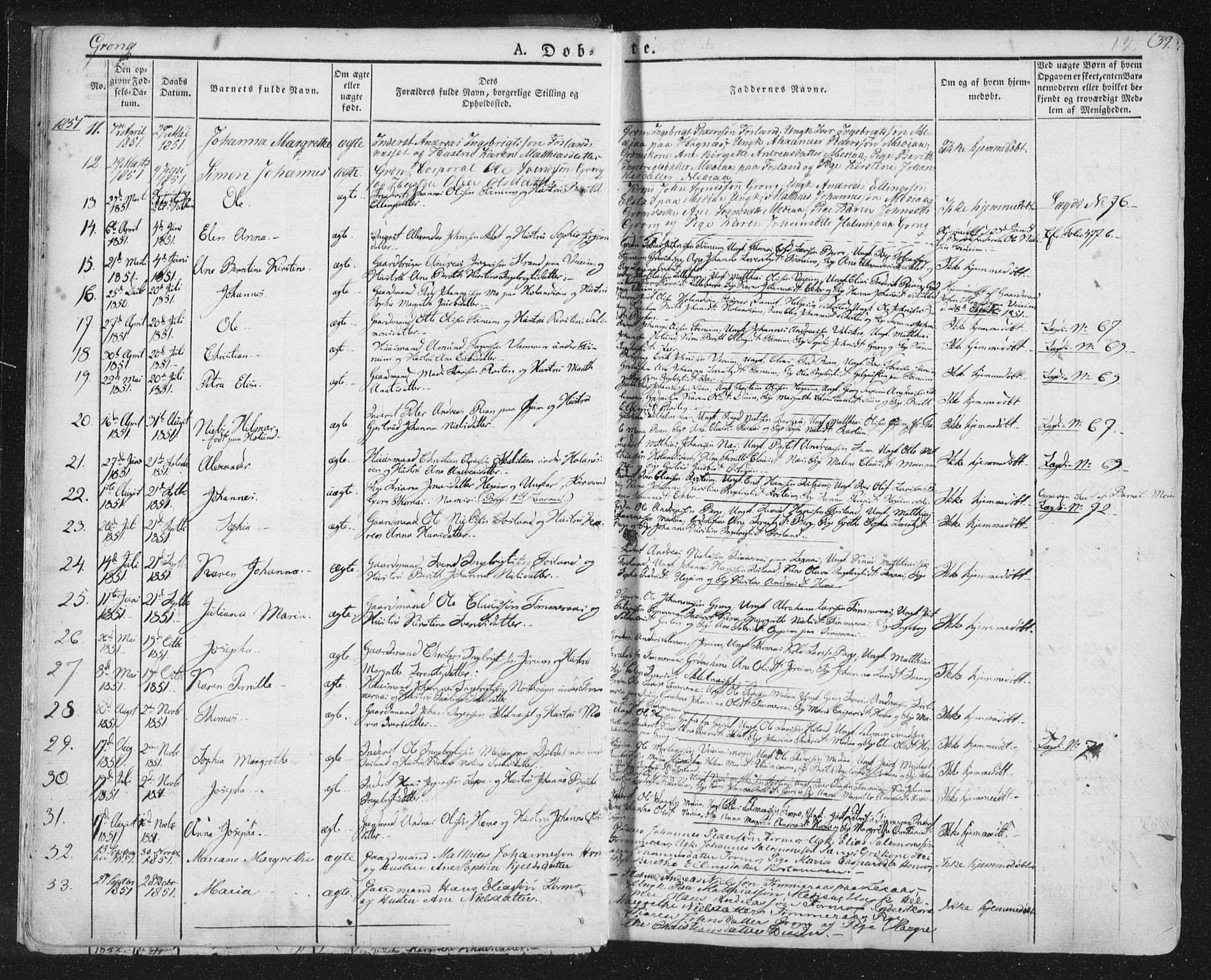 Ministerialprotokoller, klokkerbøker og fødselsregistre - Nord-Trøndelag, SAT/A-1458/758/L0513: Parish register (official) no. 758A02 /1, 1839-1868, p. 12