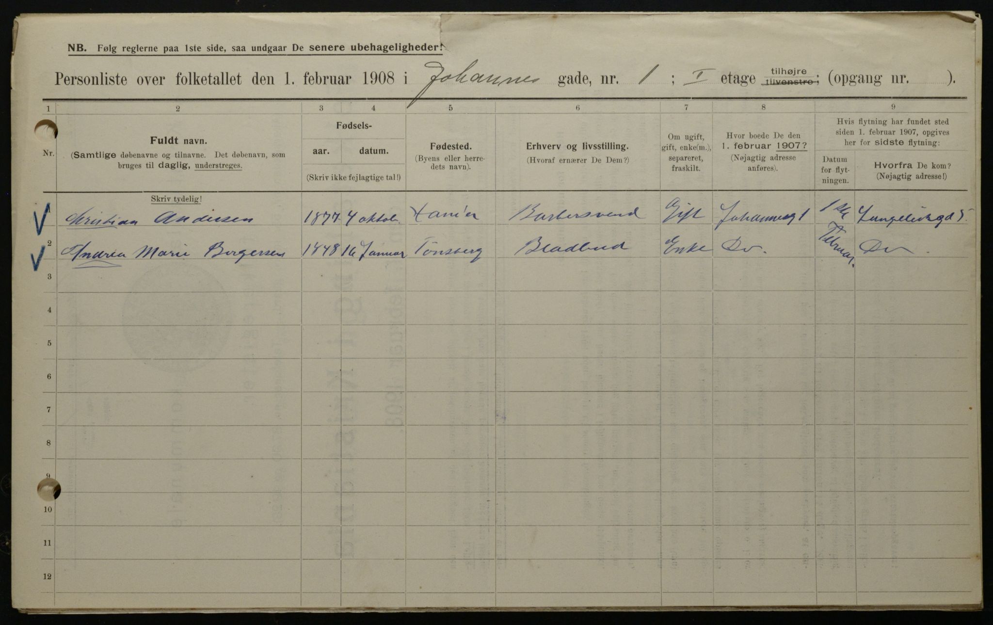 OBA, Municipal Census 1908 for Kristiania, 1908, p. 42150