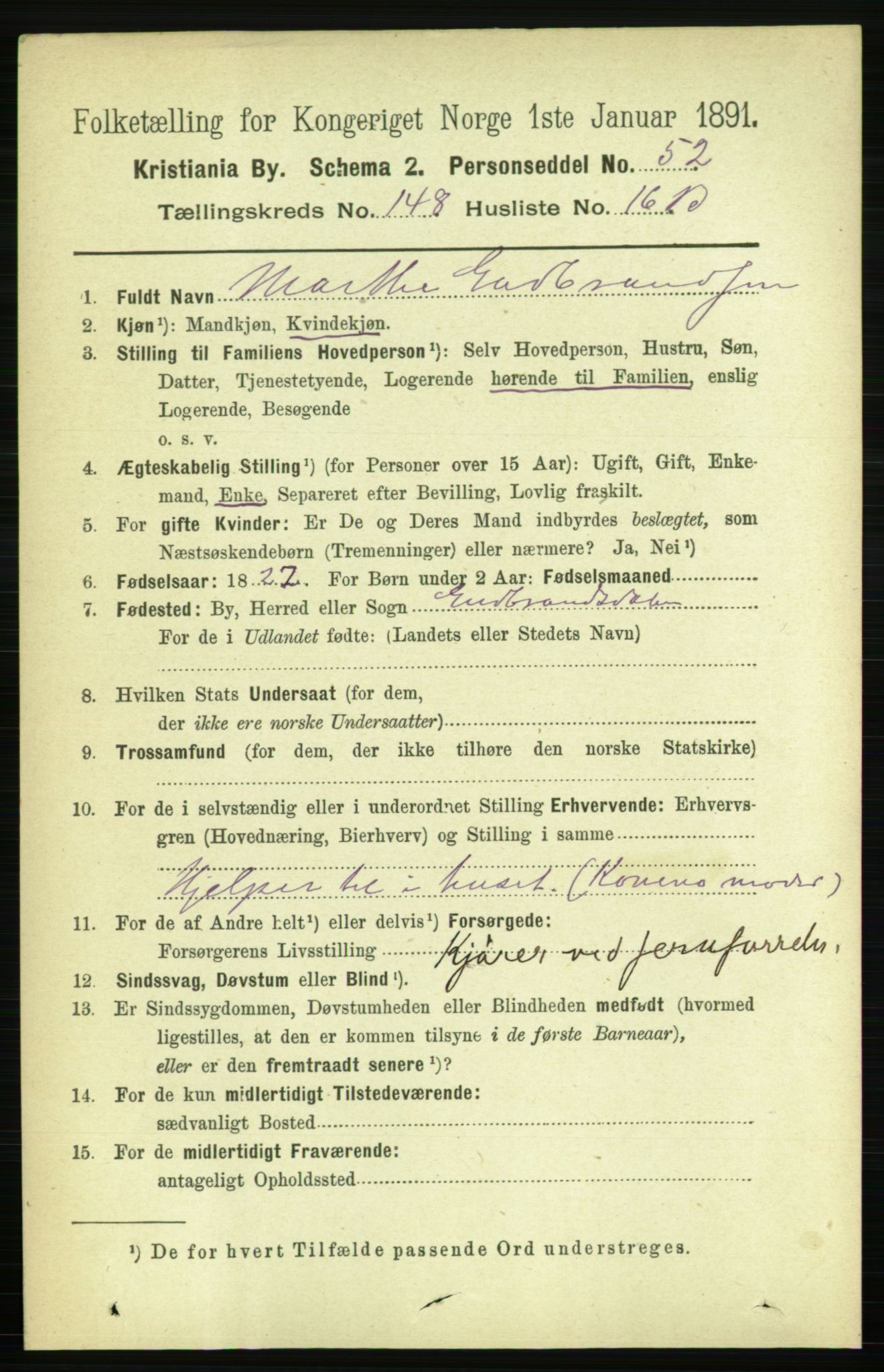 RA, 1891 census for 0301 Kristiania, 1891, p. 82520