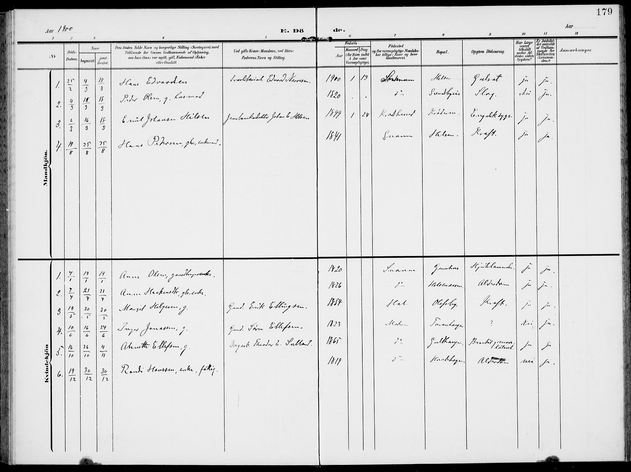 Modum kirkebøker, AV/SAKO-A-234/F/Fa/L0019: Parish register (official) no. 19, 1890-1914, p. 179