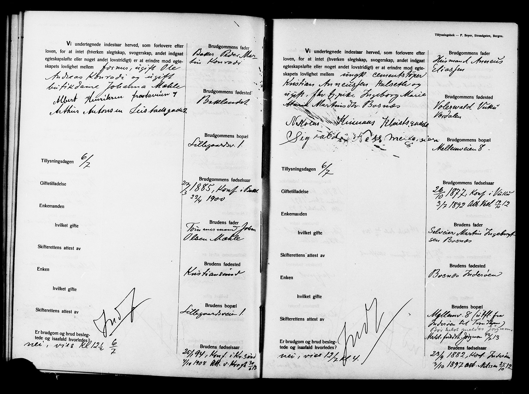 Ministerialprotokoller, klokkerbøker og fødselsregistre - Sør-Trøndelag, SAT/A-1456/604/L0194: Banns register no. 604A15, 1912-1916