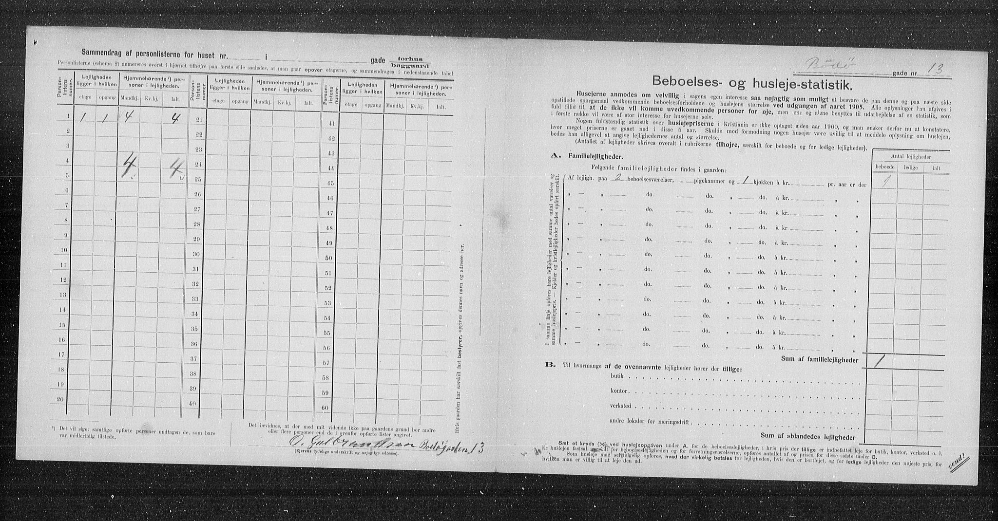 OBA, Municipal Census 1905 for Kristiania, 1905, p. 3352