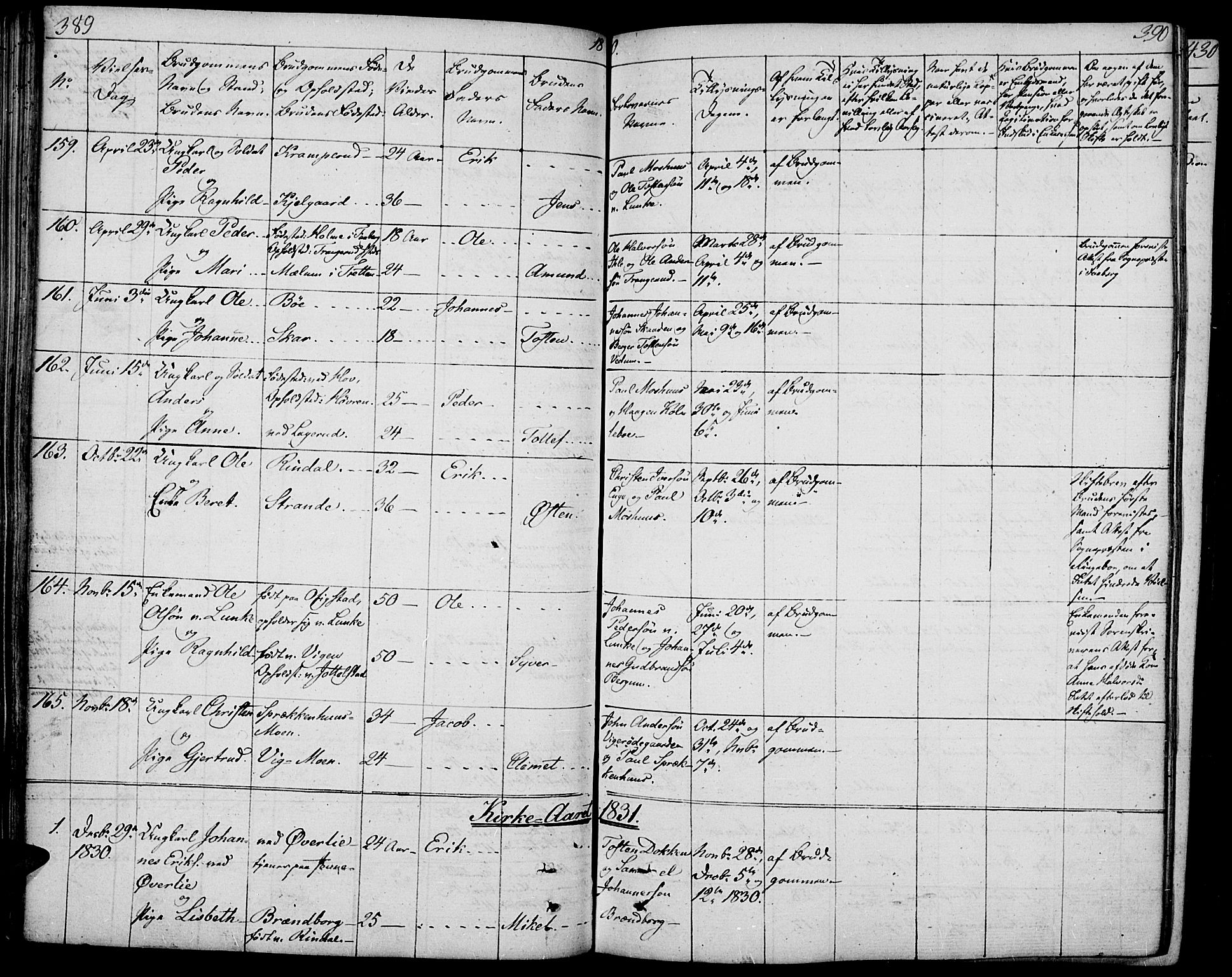 Øyer prestekontor, SAH/PREST-084/H/Ha/Haa/L0004: Parish register (official) no. 4, 1824-1841, p. 389-390