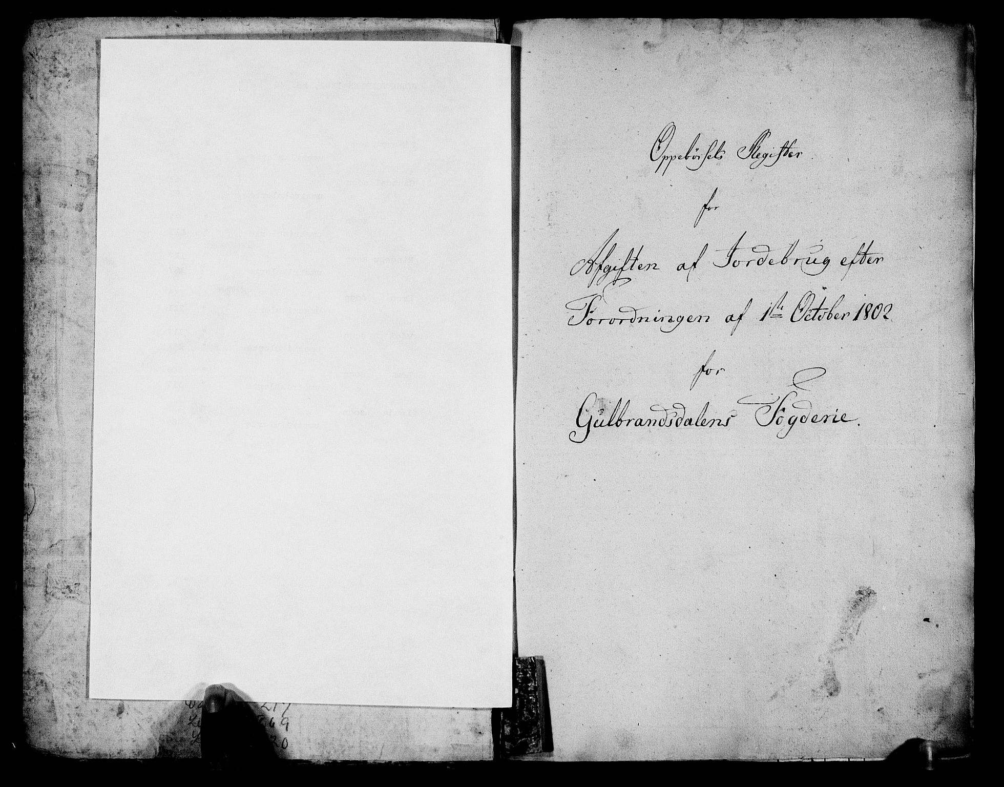 Rentekammeret inntil 1814, Realistisk ordnet avdeling, RA/EA-4070/N/Ne/Nea/L0040: Gudbrandsdalen fogderi. Oppebørselsregister, 1803-1804, p. 2