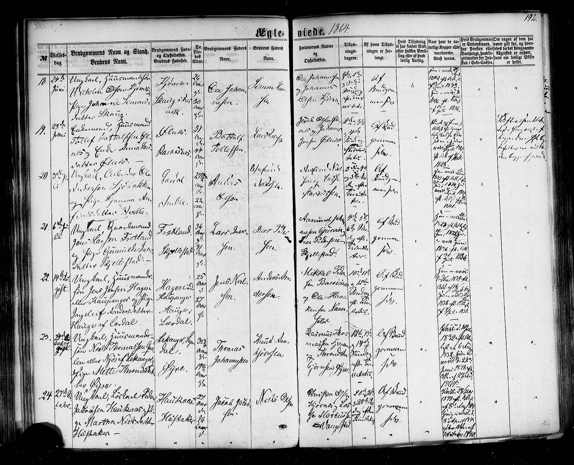 Sogndal sokneprestembete, AV/SAB-A-81301/H/Haa/Haaa/L0013: Parish register (official) no. A 13, 1859-1877, p. 192